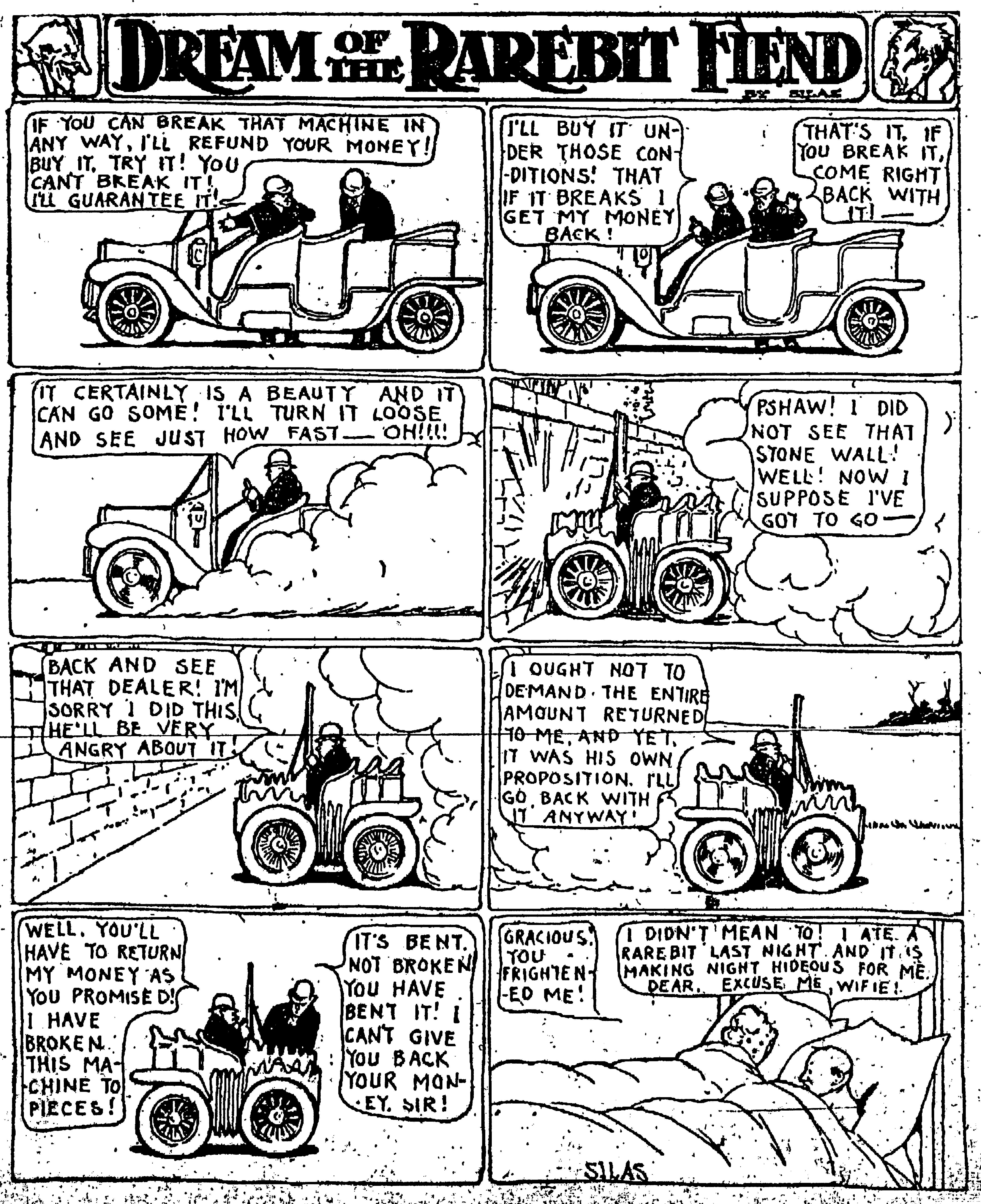 Dream of the Rarebit Fiend, strip 573 of 820. Winsor McCay (1904–1913), public domain. Scan: Internet Archive.
