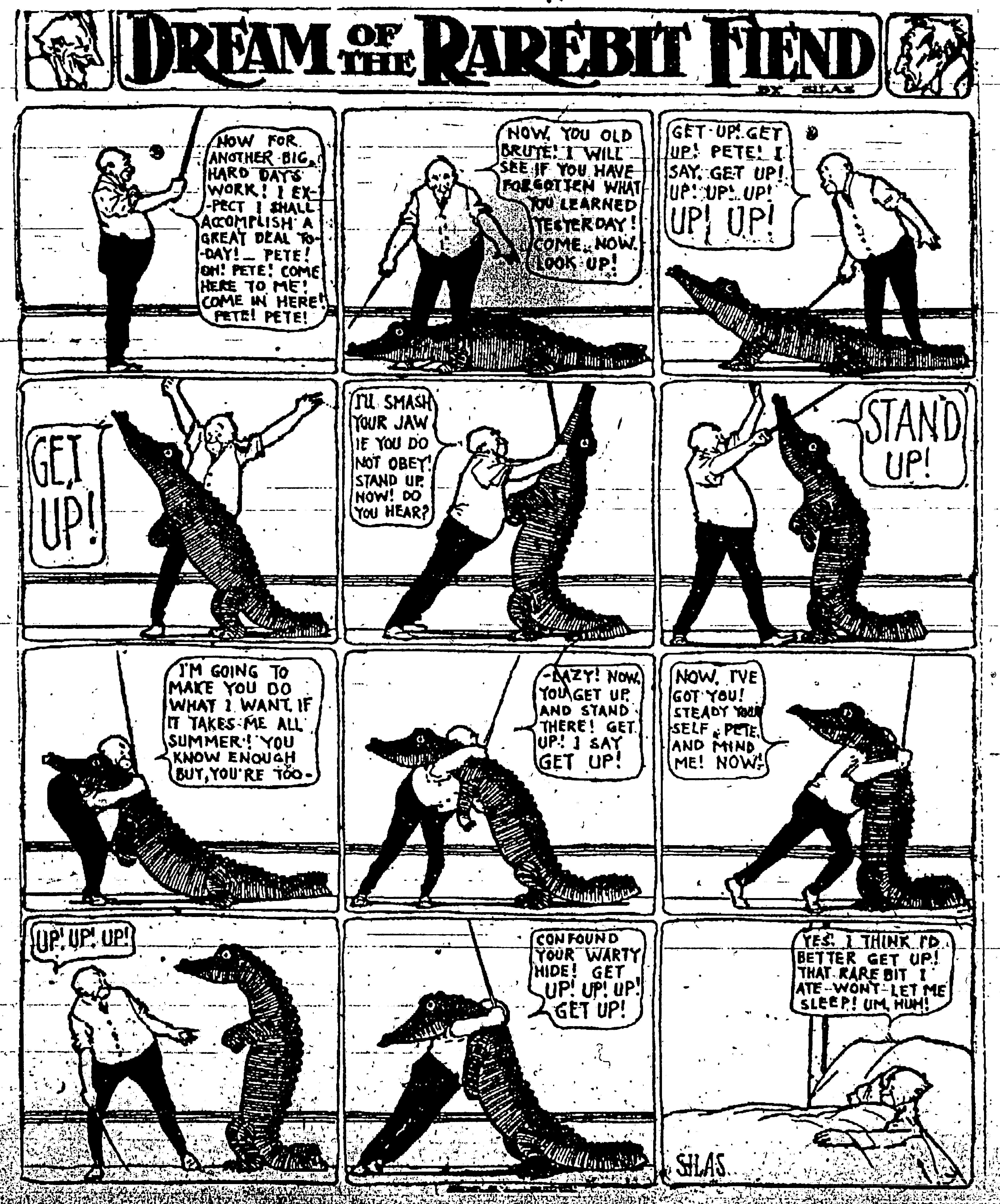 Dream of the Rarebit Fiend, strip 582 of 820. Winsor McCay (1904–1913), public domain. Scan: Internet Archive.