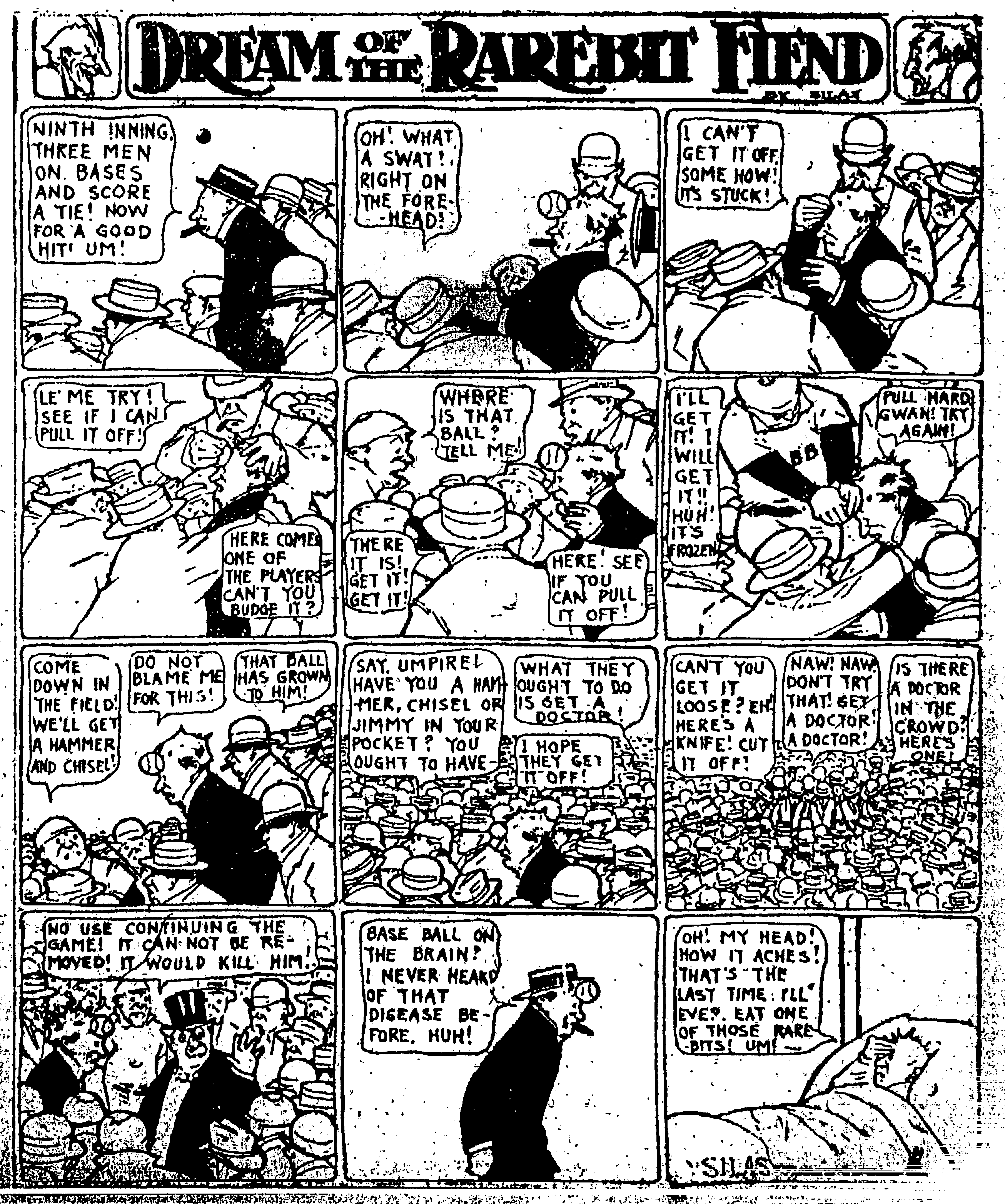 Dream of the Rarebit Fiend, strip 585 of 820. Winsor McCay (1904–1913), public domain. Scan: Internet Archive.