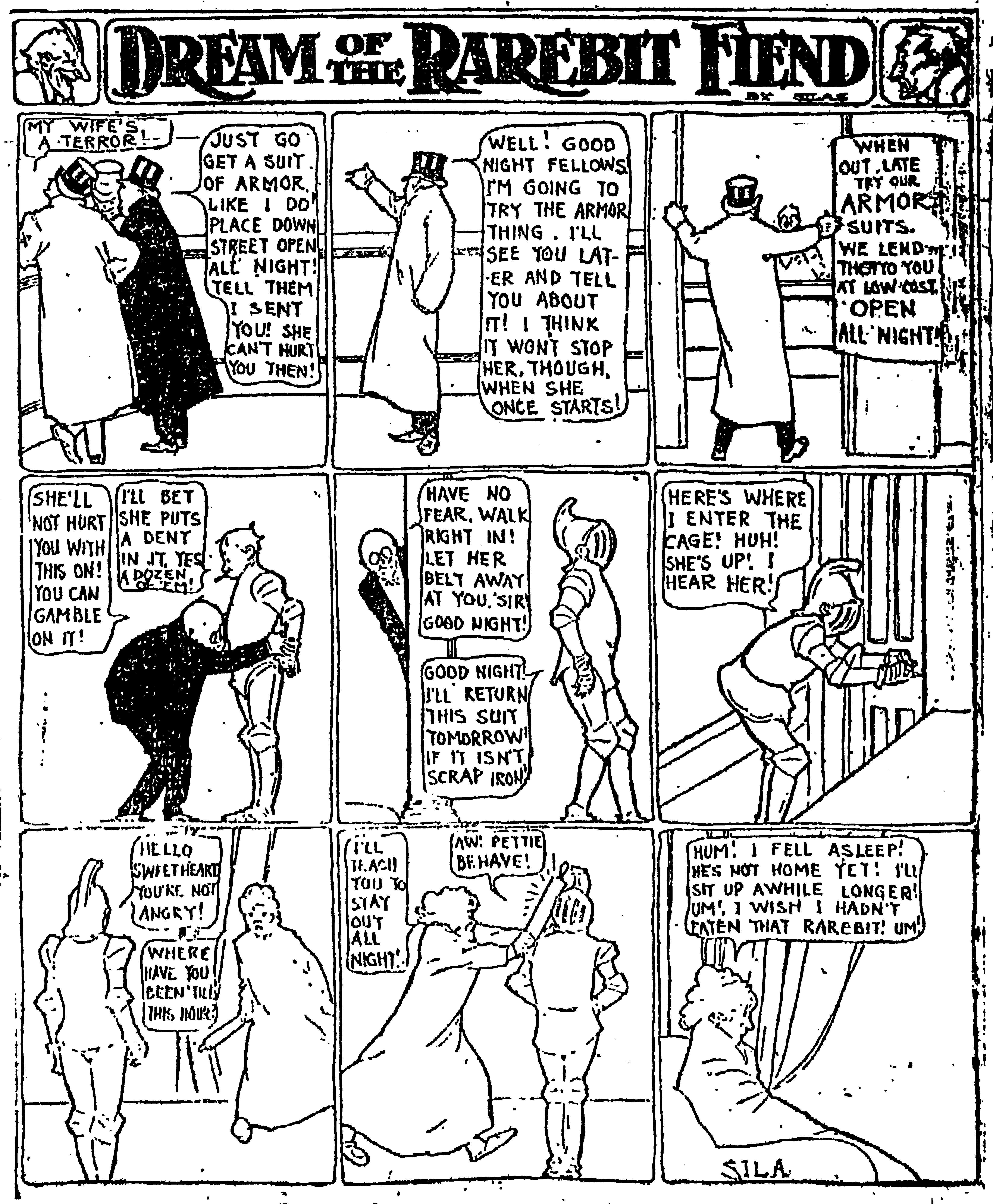 Dream of the Rarebit Fiend, strip 587 of 820. Winsor McCay (1904–1913), public domain. Scan: Internet Archive.