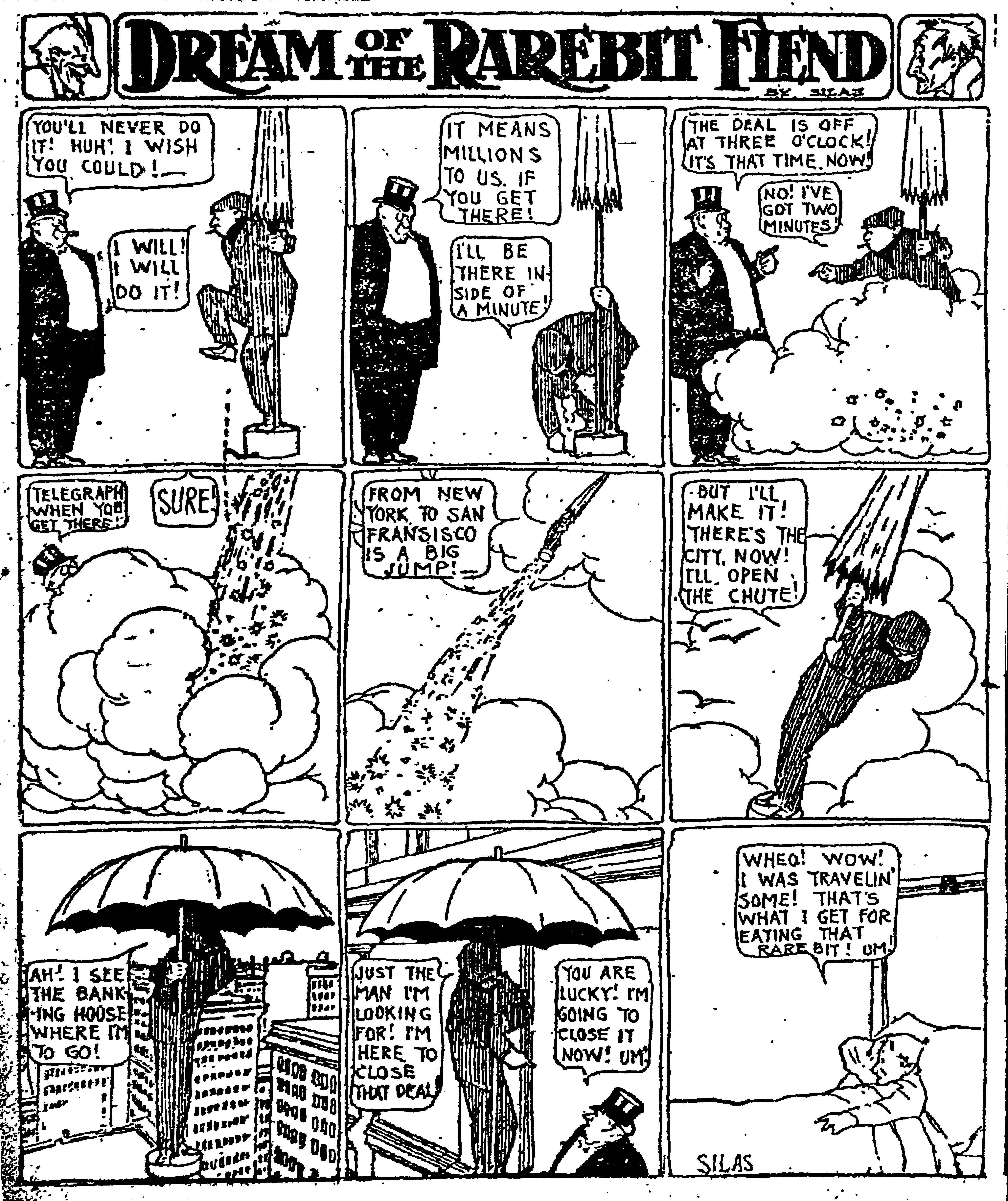 Dream of the Rarebit Fiend, strip 590 of 820. Winsor McCay (1904–1913), public domain. Scan: Internet Archive.