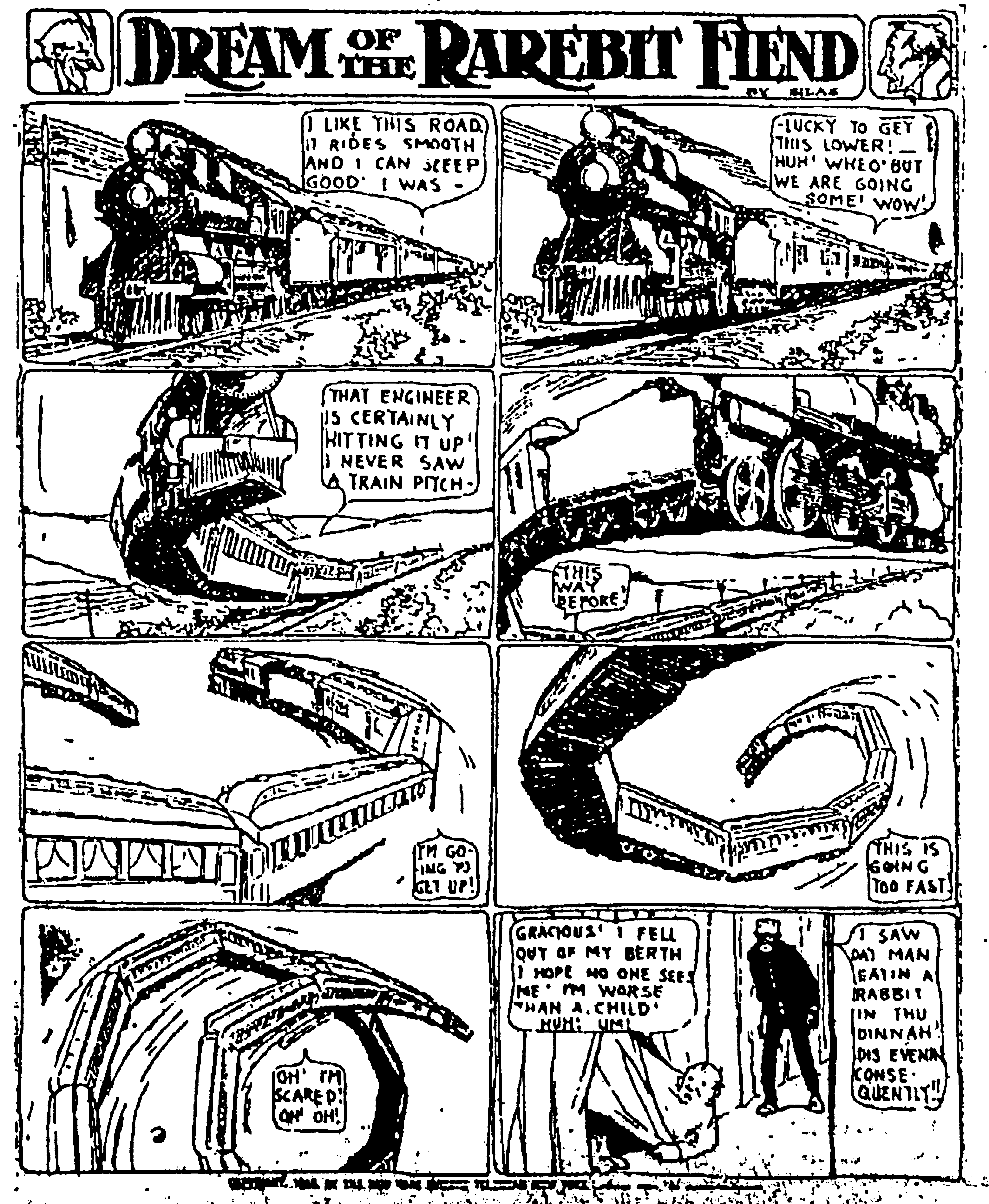 Dream of the Rarebit Fiend, strip 555 of 820. Winsor McCay (1904–1913), public domain. Scan: Internet Archive.