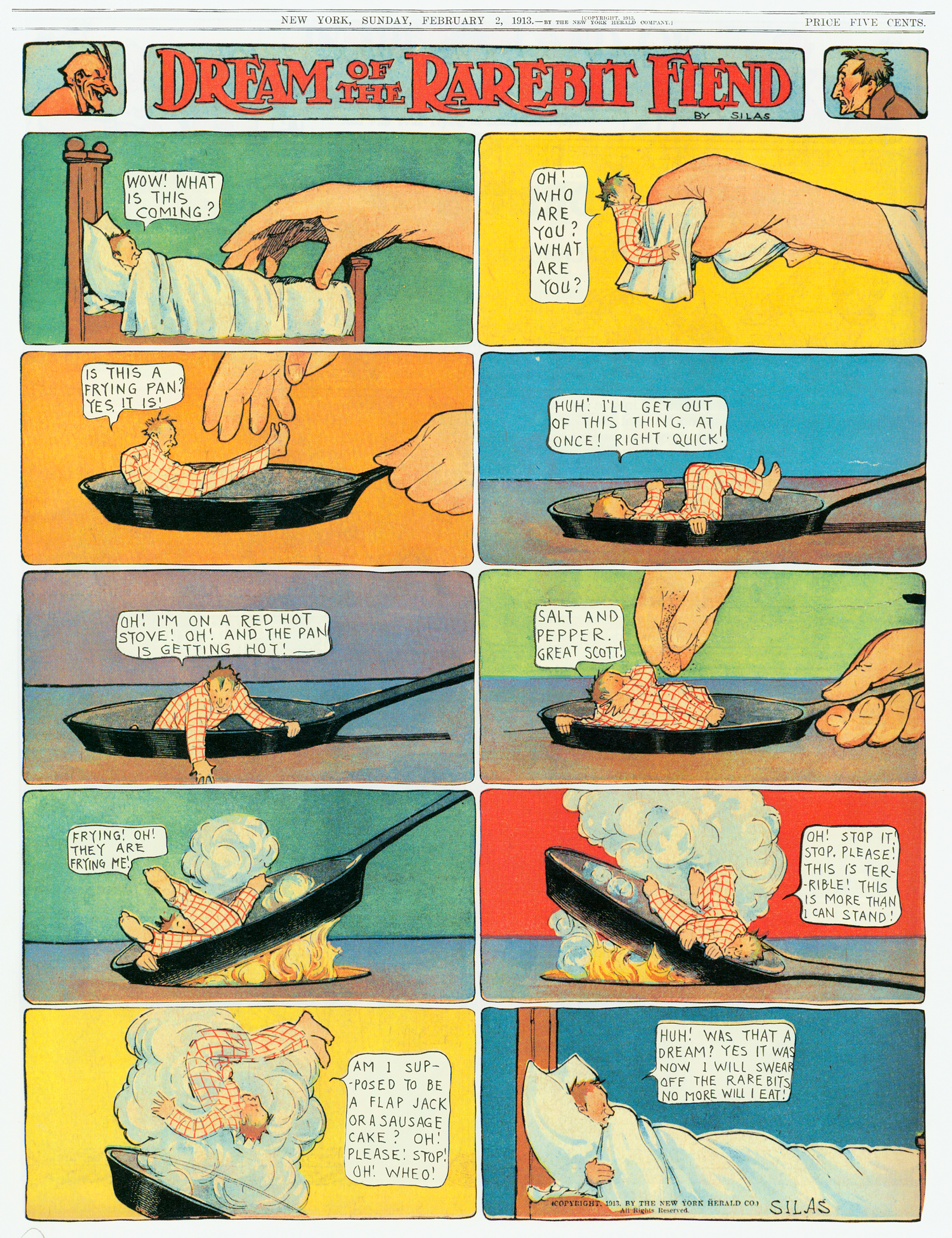 Dream of the Rarebit Fiend, strip 595 of 820. Winsor McCay (1904–1913), public domain. Scan: Internet Archive.