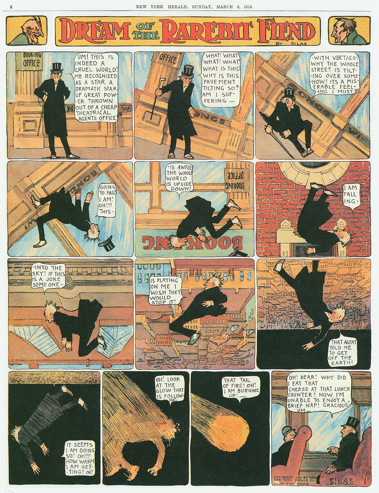 Dream of the Rarebit Fiend, strip 600 of 820. Winsor McCay (1904–1913), public domain. Scan: Internet Archive.