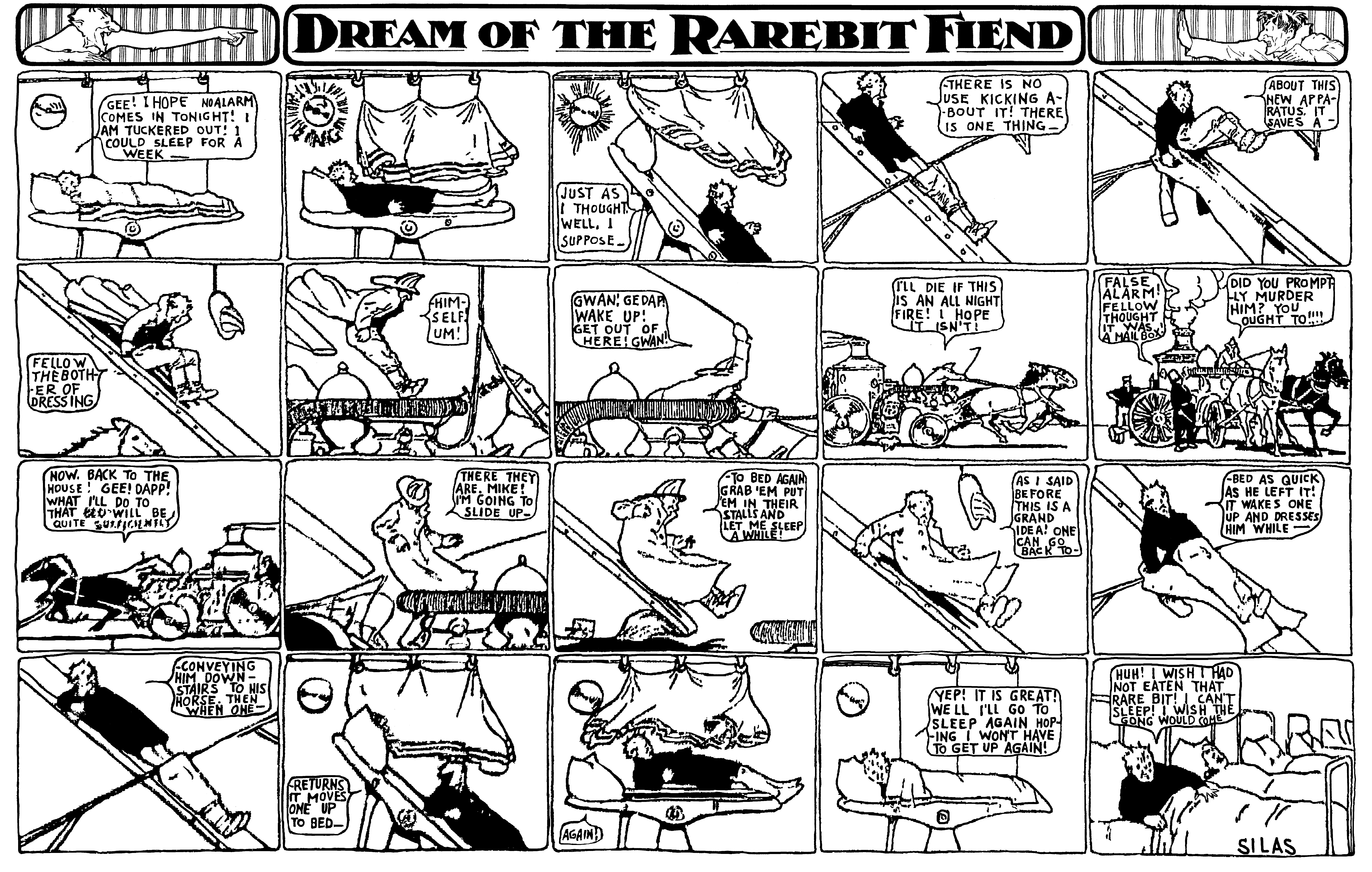 Dream of the Rarebit Fiend, strip 556 of 820. Winsor McCay (1904–1913), public domain. Scan: Internet Archive.