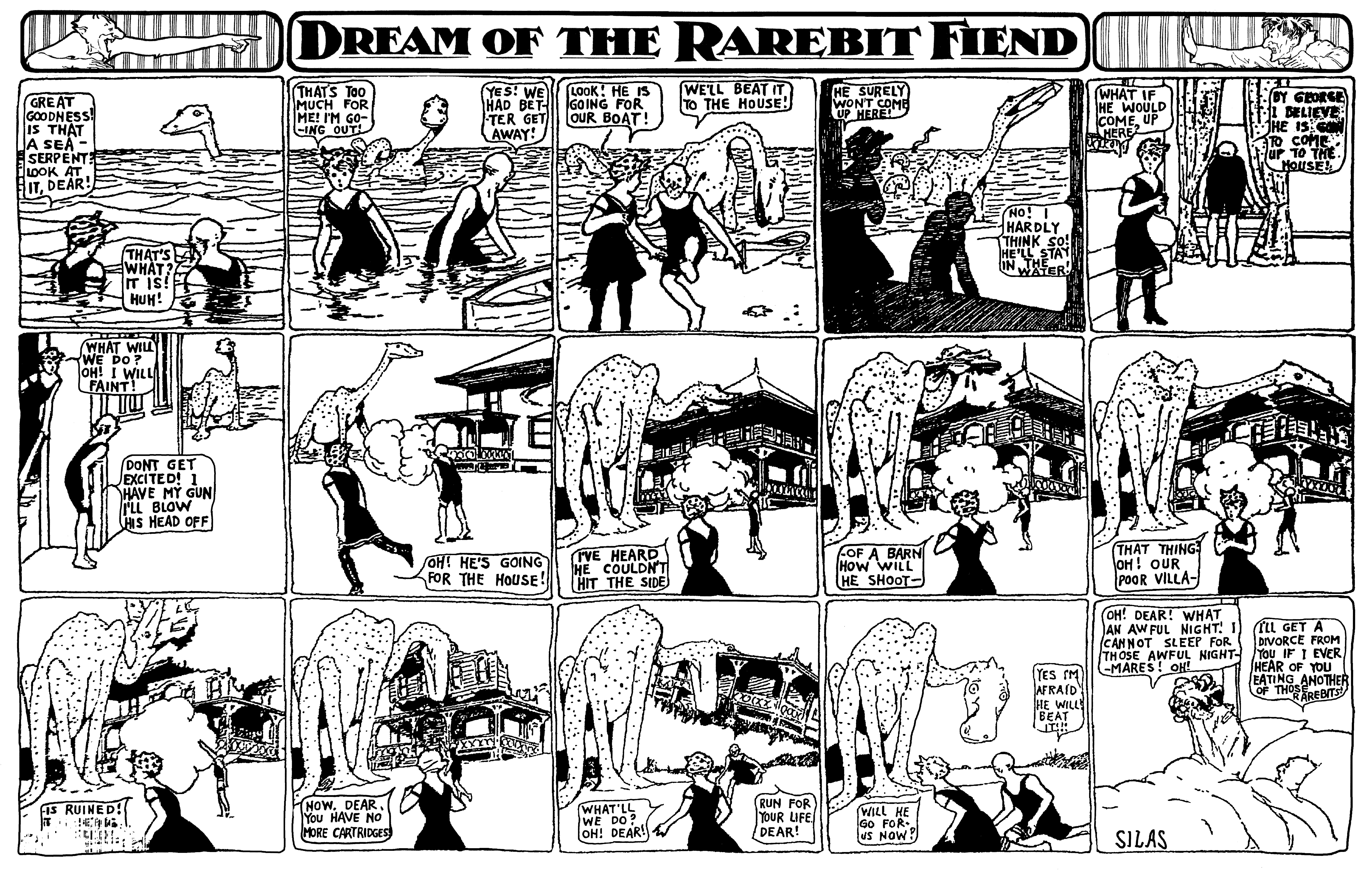 Dream of the Rarebit Fiend, strip 557 of 820. Winsor McCay (1904–1913), public domain. Scan: Internet Archive.
