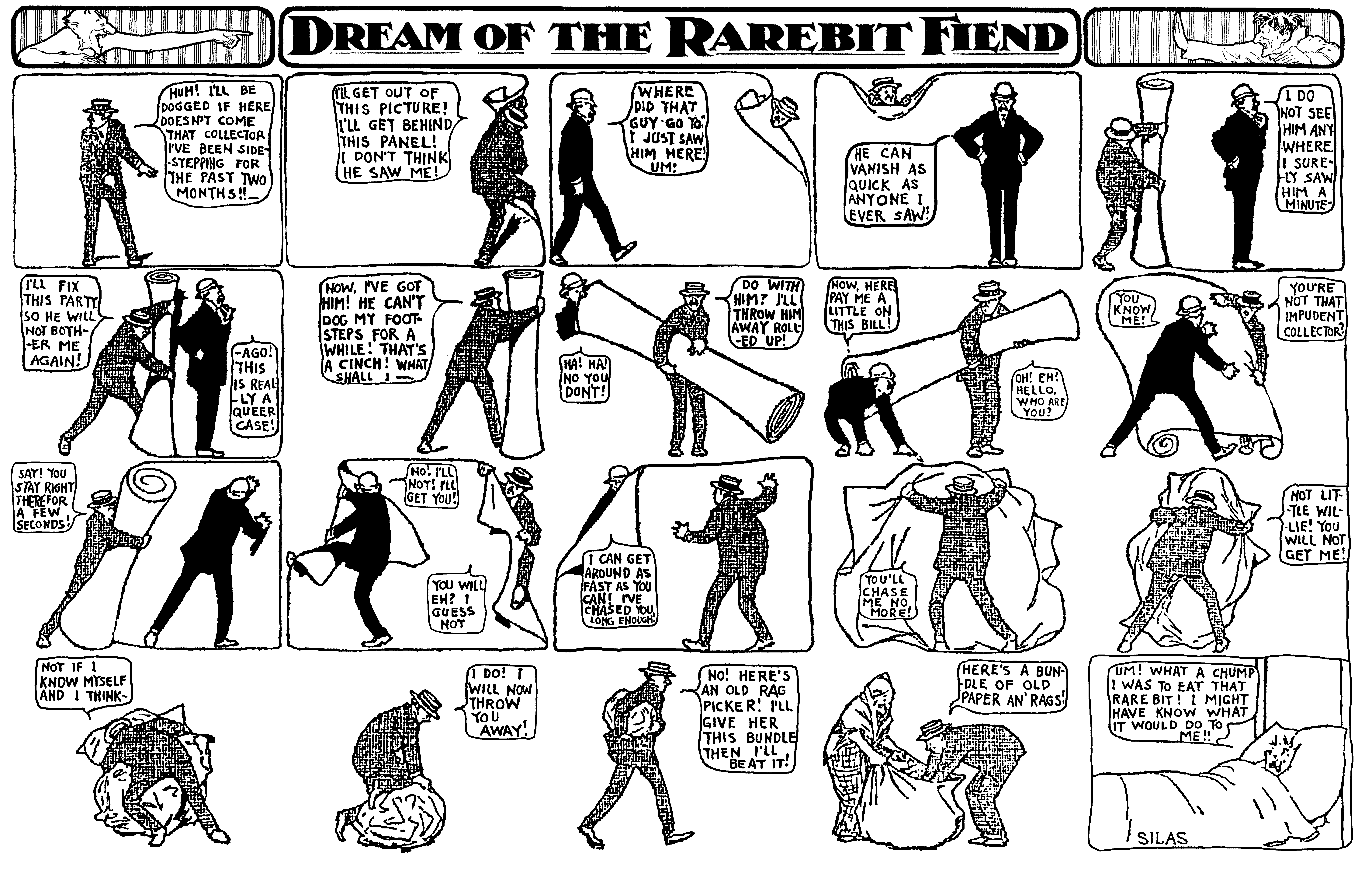 Dream of the Rarebit Fiend, strip 560 of 820. Winsor McCay (1904–1913), public domain. Scan: Internet Archive.