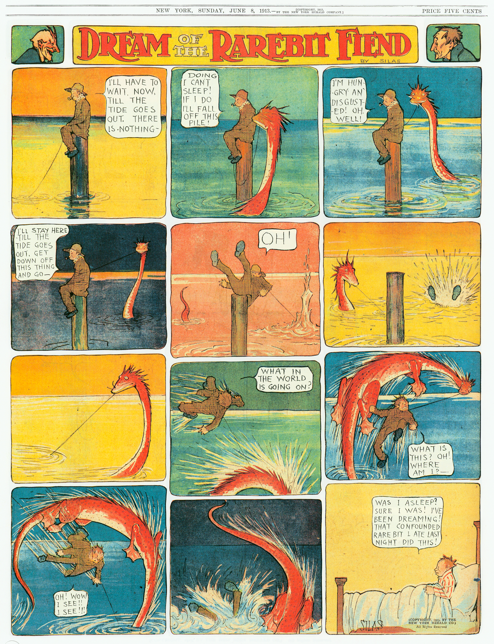 Dream of the Rarebit Fiend, strip 613 of 820. Winsor McCay (1904–1913), public domain. Scan: Internet Archive.