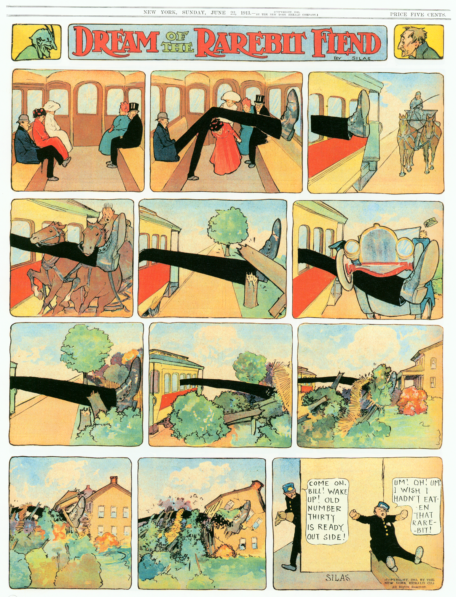 Dream of the Rarebit Fiend, strip 615 of 820. Winsor McCay (1904–1913), public domain. Scan: Internet Archive.
