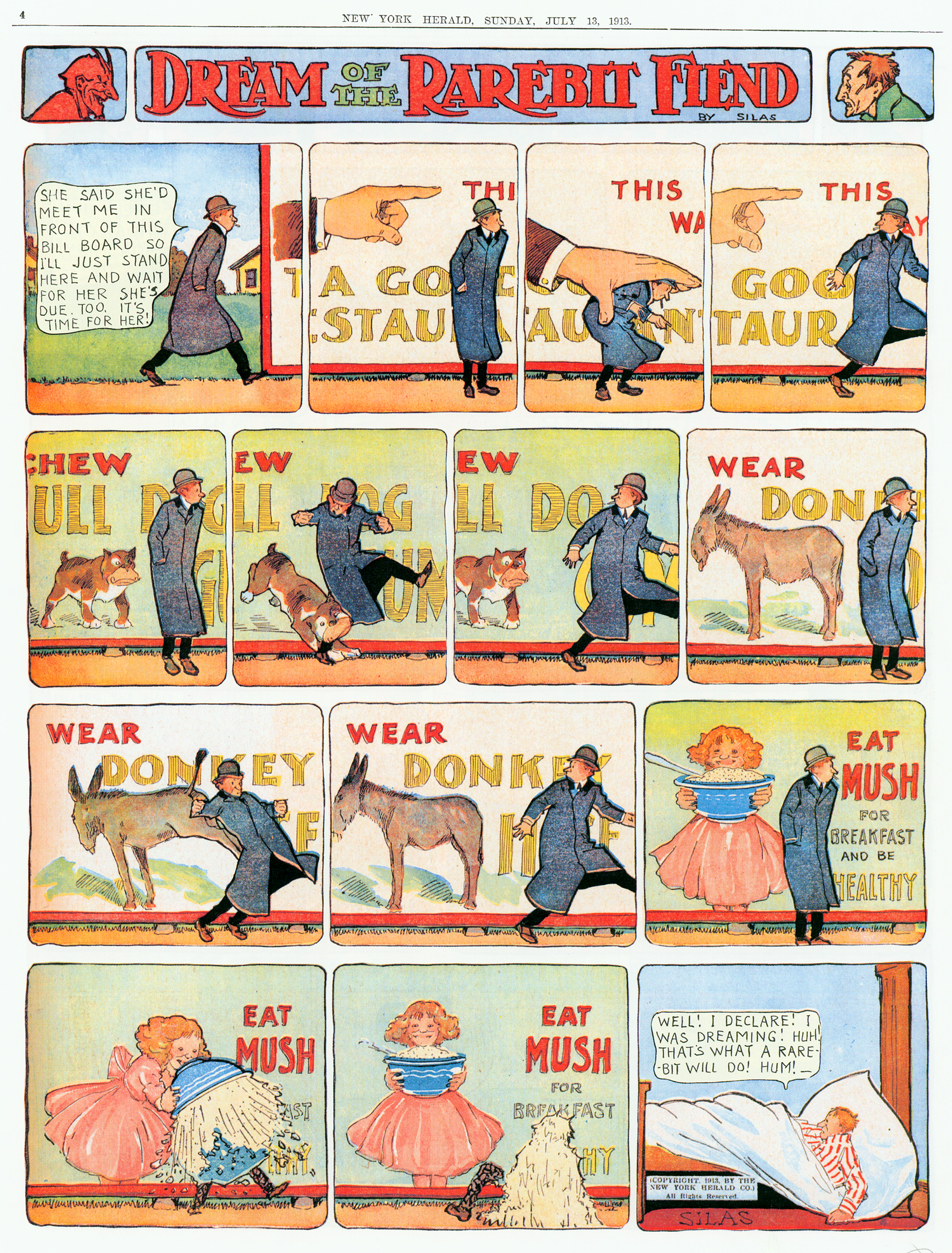Dream of the Rarebit Fiend, strip 618 of 820. Winsor McCay (1904–1913), public domain. Scan: Internet Archive.