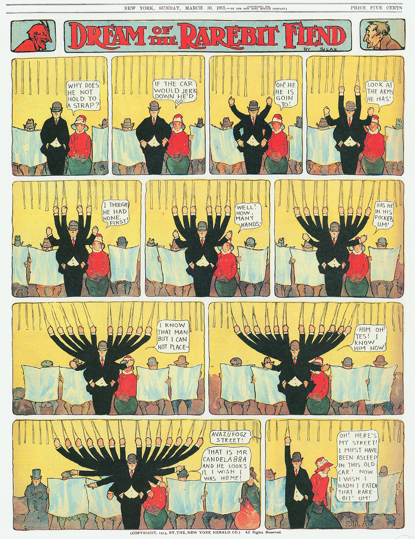 Dream of the Rarebit Fiend, strip 603 of 820. Winsor McCay (1904–1913), public domain. Scan: Internet Archive.