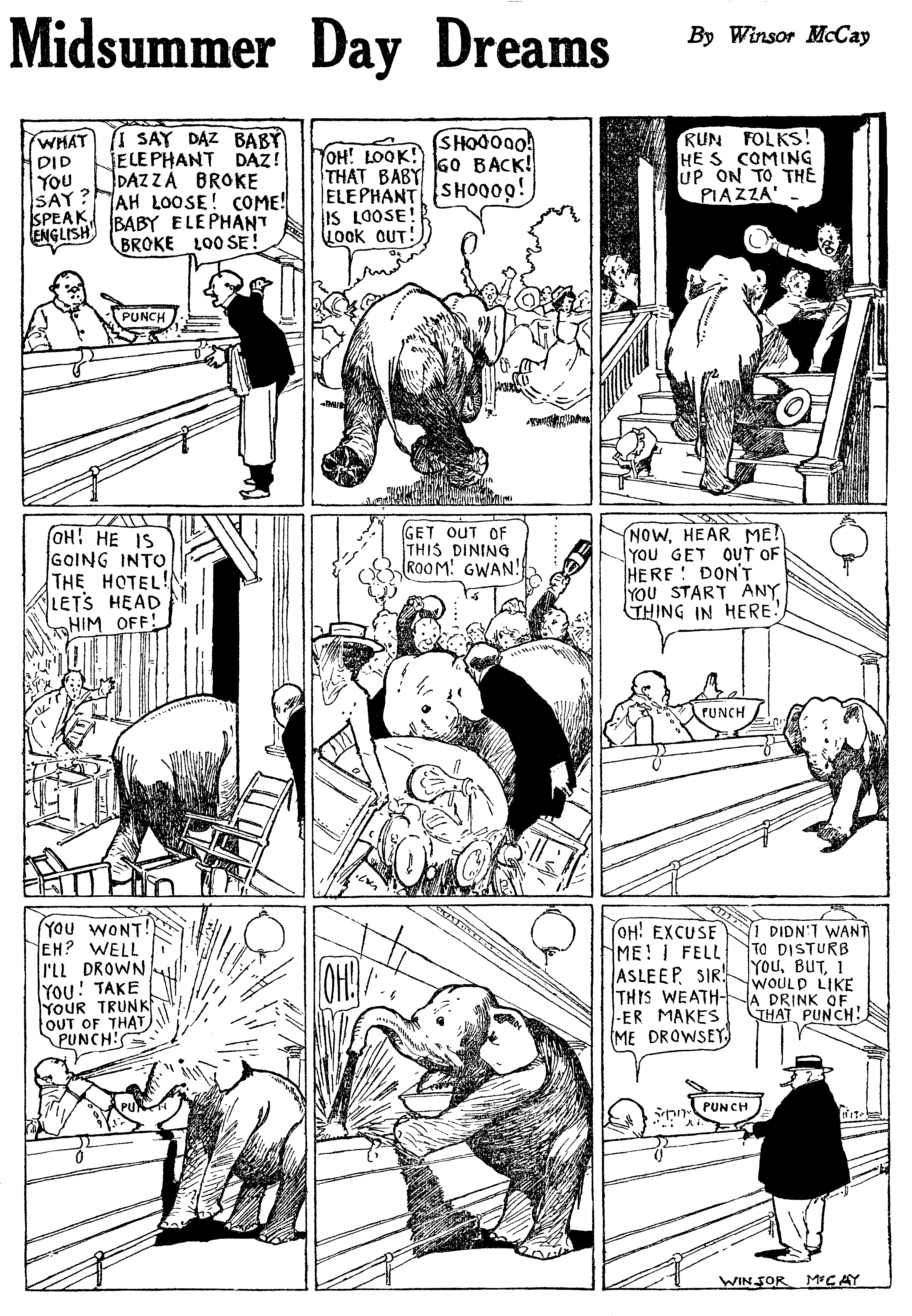 Dream of the Rarebit Fiend, strip 624 of 820. Winsor McCay (1904–1913), public domain. Scan: Internet Archive.