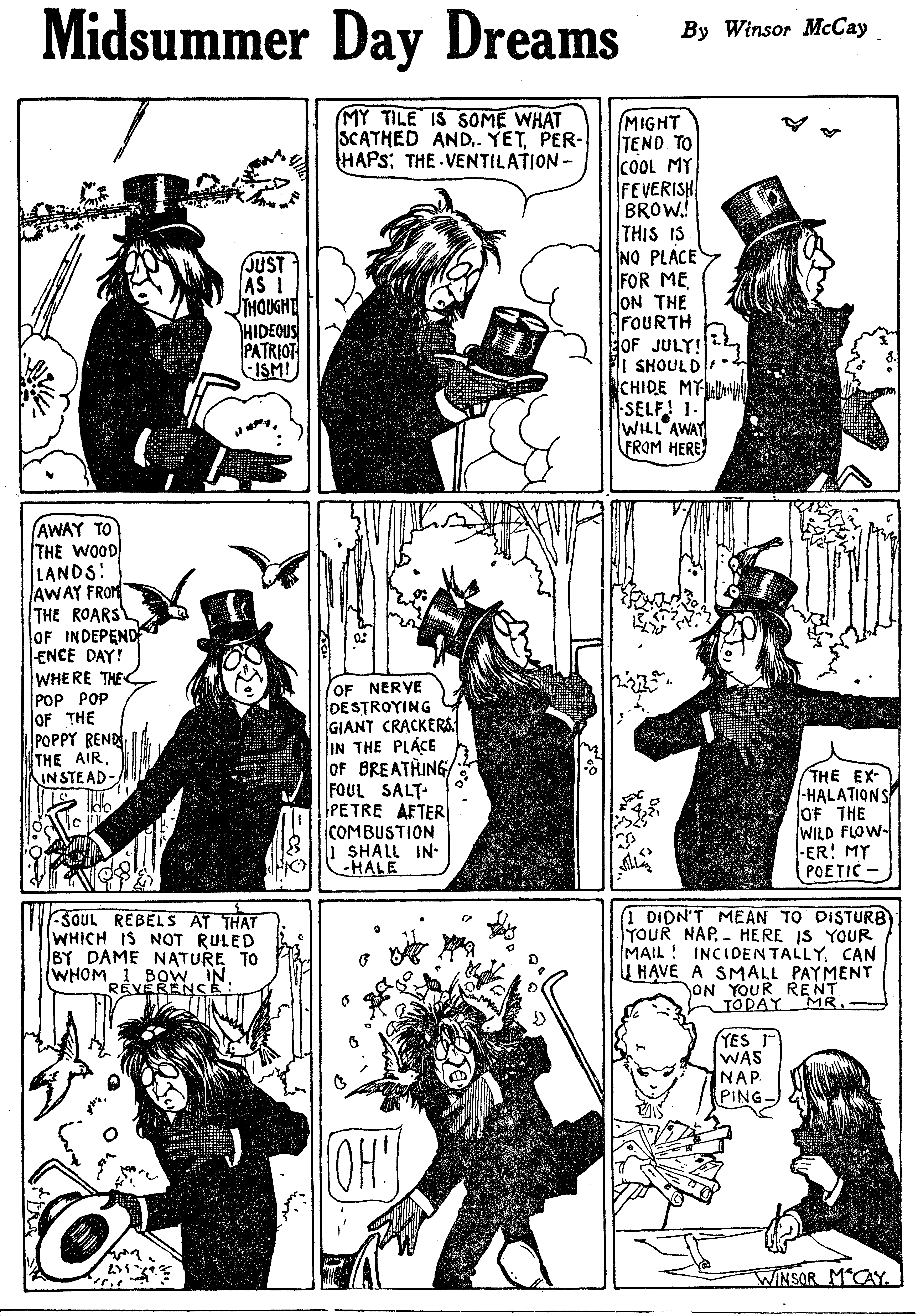 Dream of the Rarebit Fiend, strip 625 of 820. Winsor McCay (1904–1913), public domain. Scan: Internet Archive.