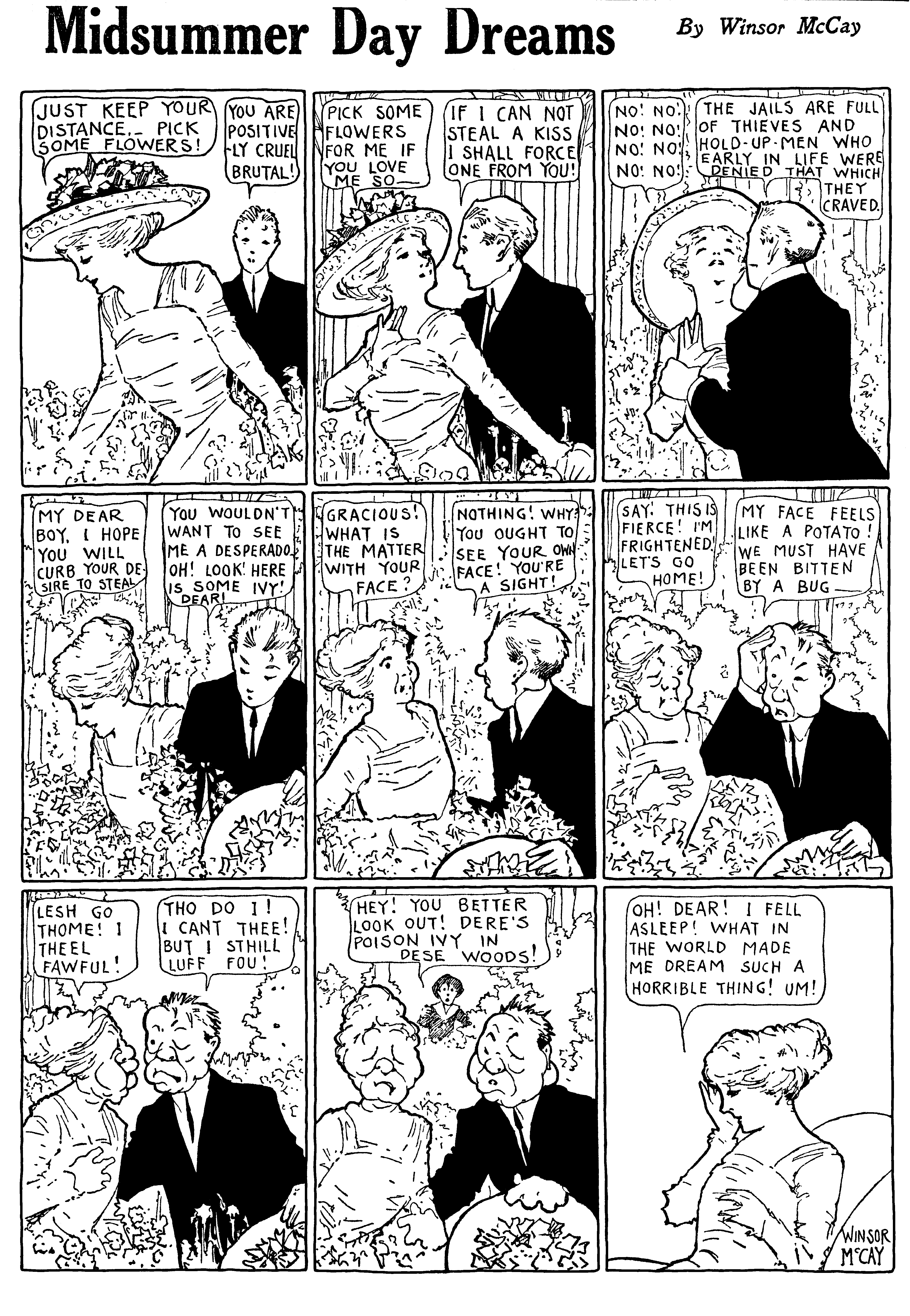 Dream of the Rarebit Fiend, strip 627 of 820. Winsor McCay (1904–1913), public domain. Scan: Internet Archive.