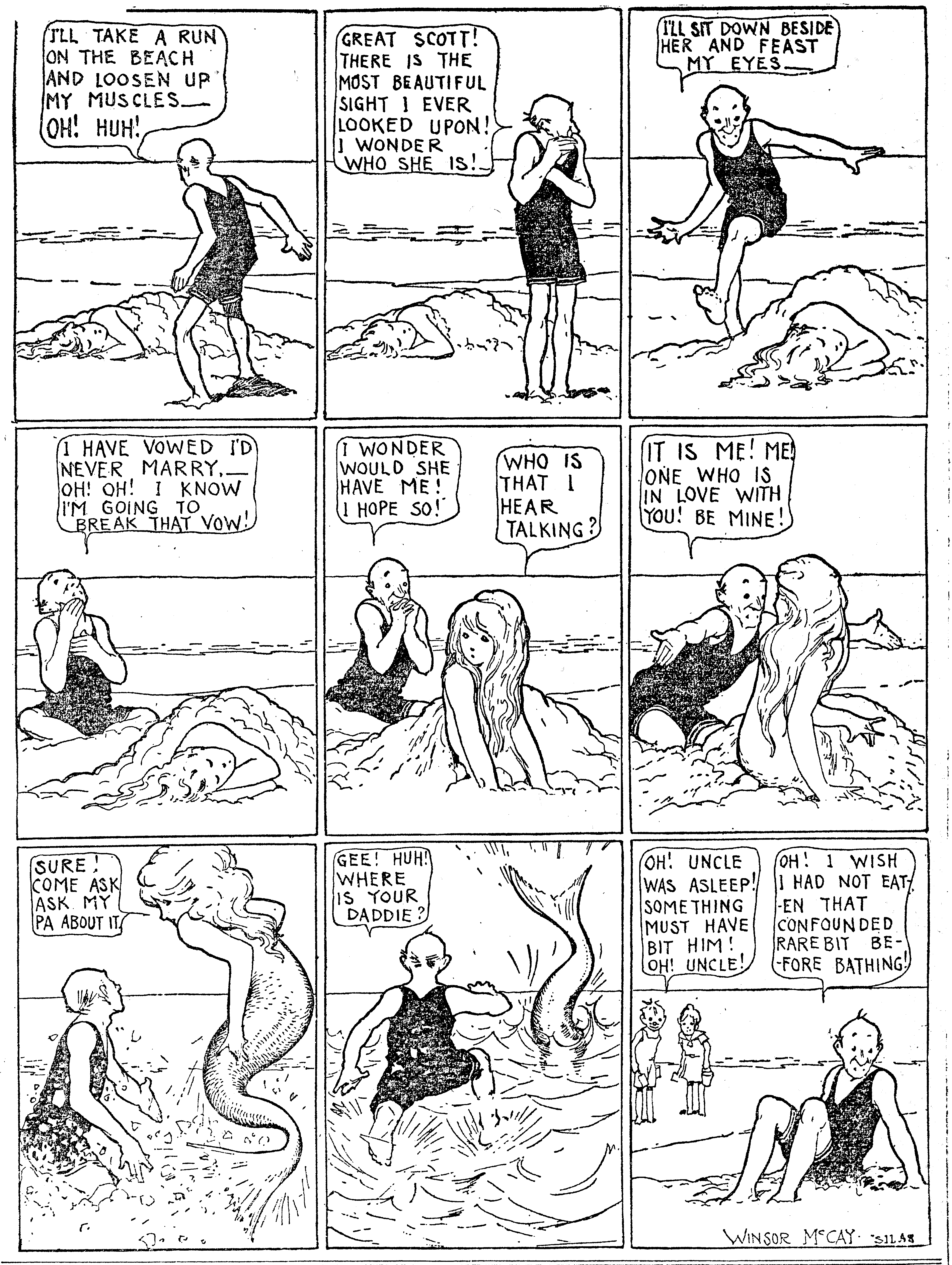 Dream of the Rarebit Fiend, strip 628 of 820. Winsor McCay (1904–1913), public domain. Scan: Internet Archive.