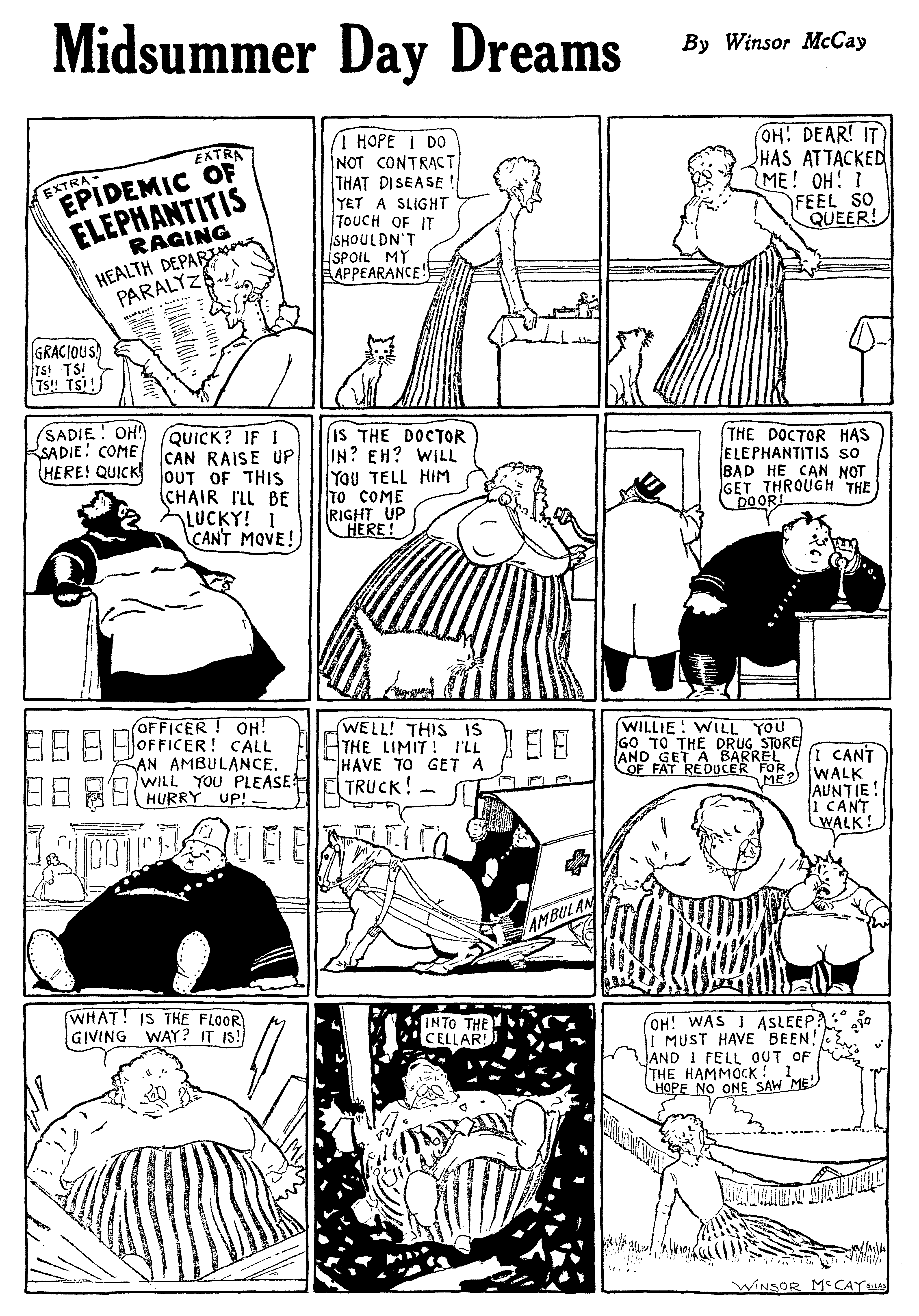 Dream of the Rarebit Fiend, strip 631 of 820. Winsor McCay (1904–1913), public domain. Scan: Internet Archive.