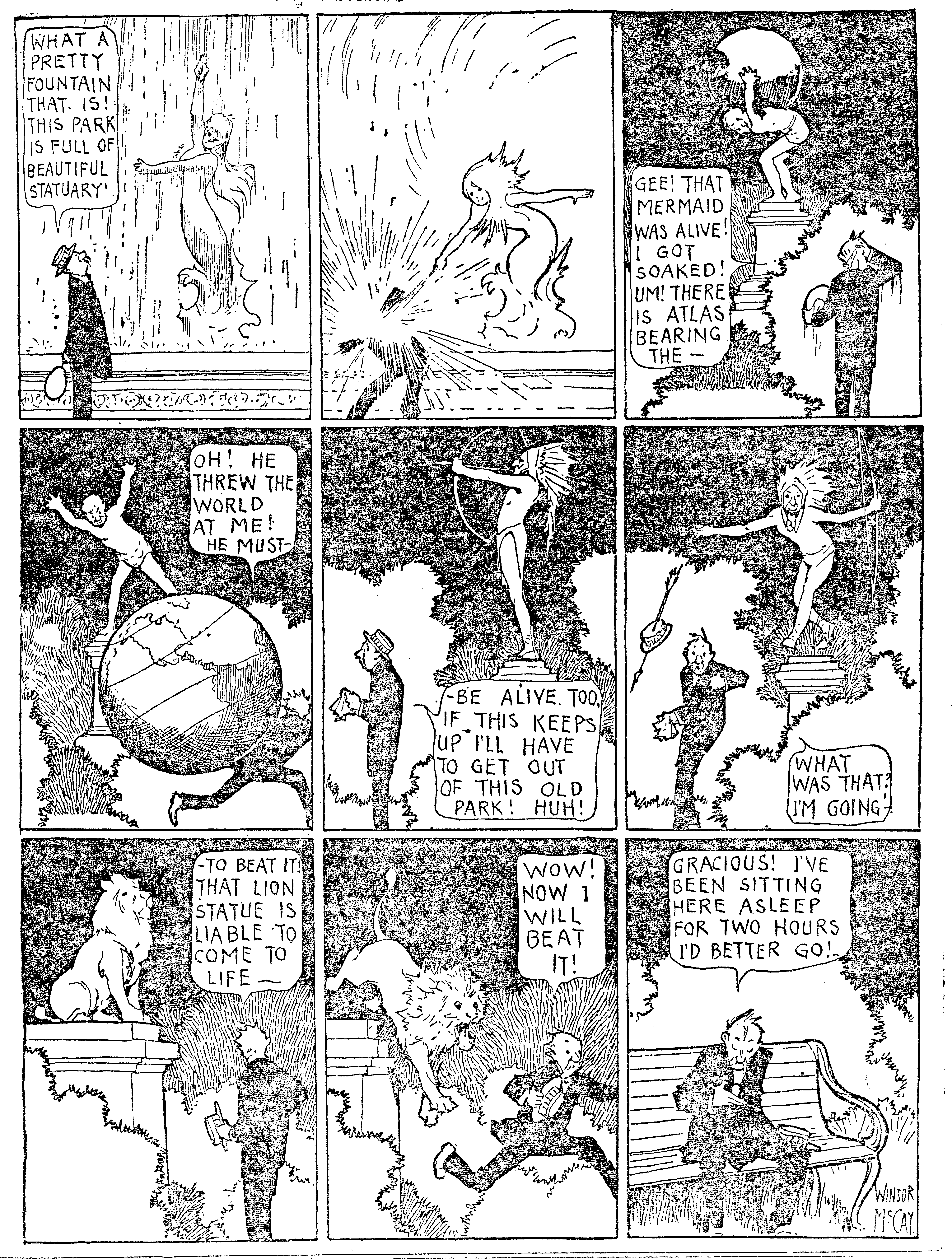 Dream of the Rarebit Fiend, strip 636 of 820. Winsor McCay (1904–1913), public domain. Scan: Internet Archive.