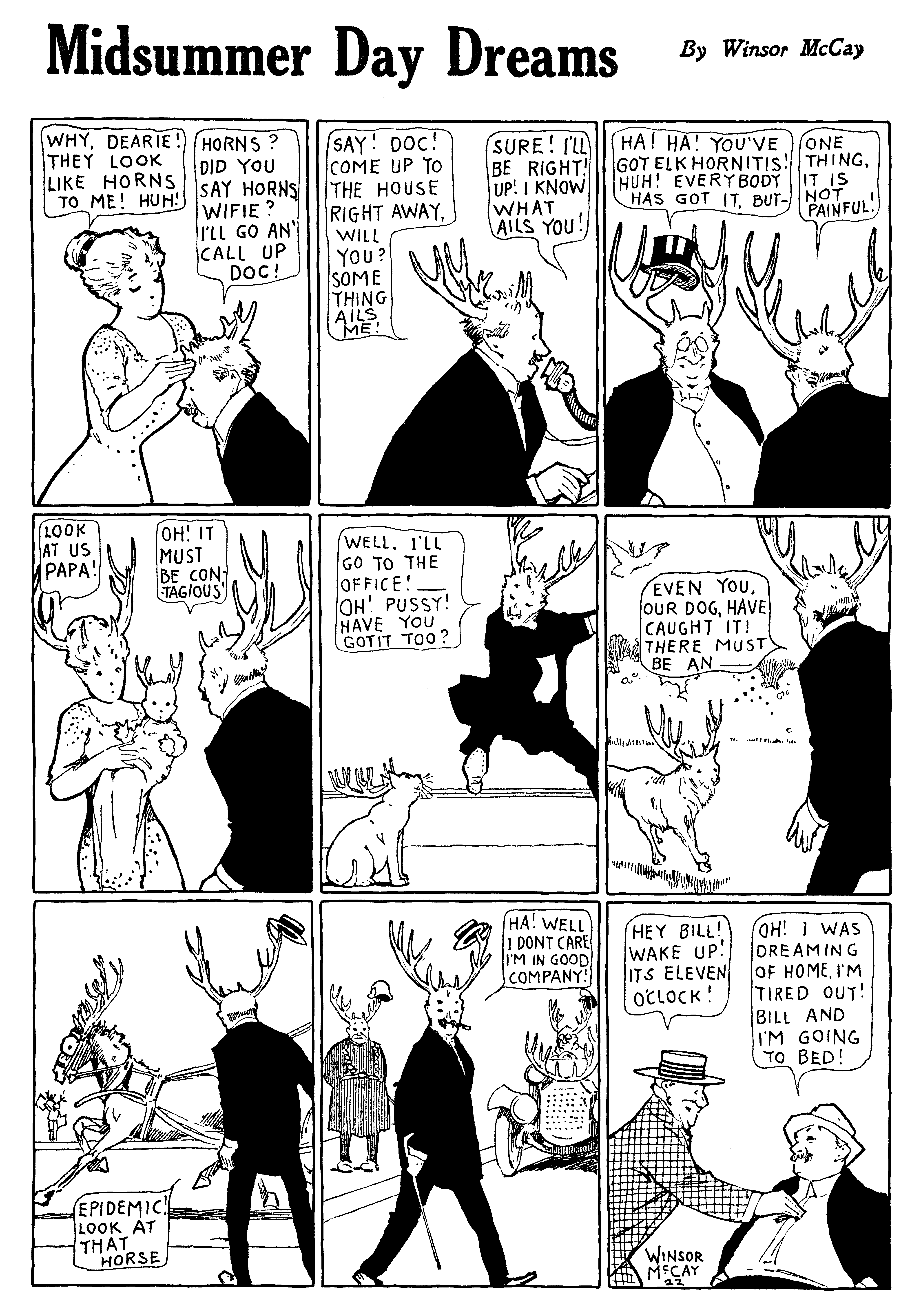 Dream of the Rarebit Fiend, strip 642 of 820. Winsor McCay (1904–1913), public domain. Scan: Internet Archive.