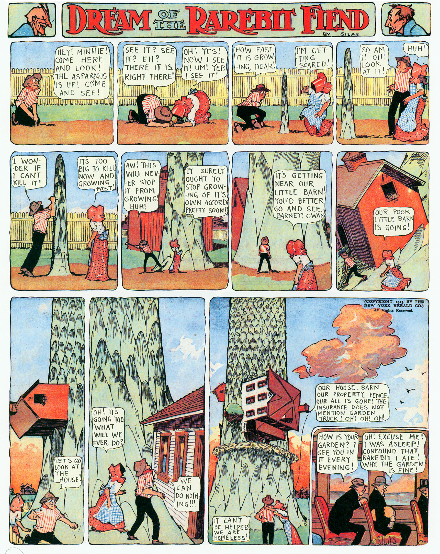 Dream of the Rarebit Fiend, strip 609 of 820. Winsor McCay (1904–1913), public domain. Scan: Internet Archive.