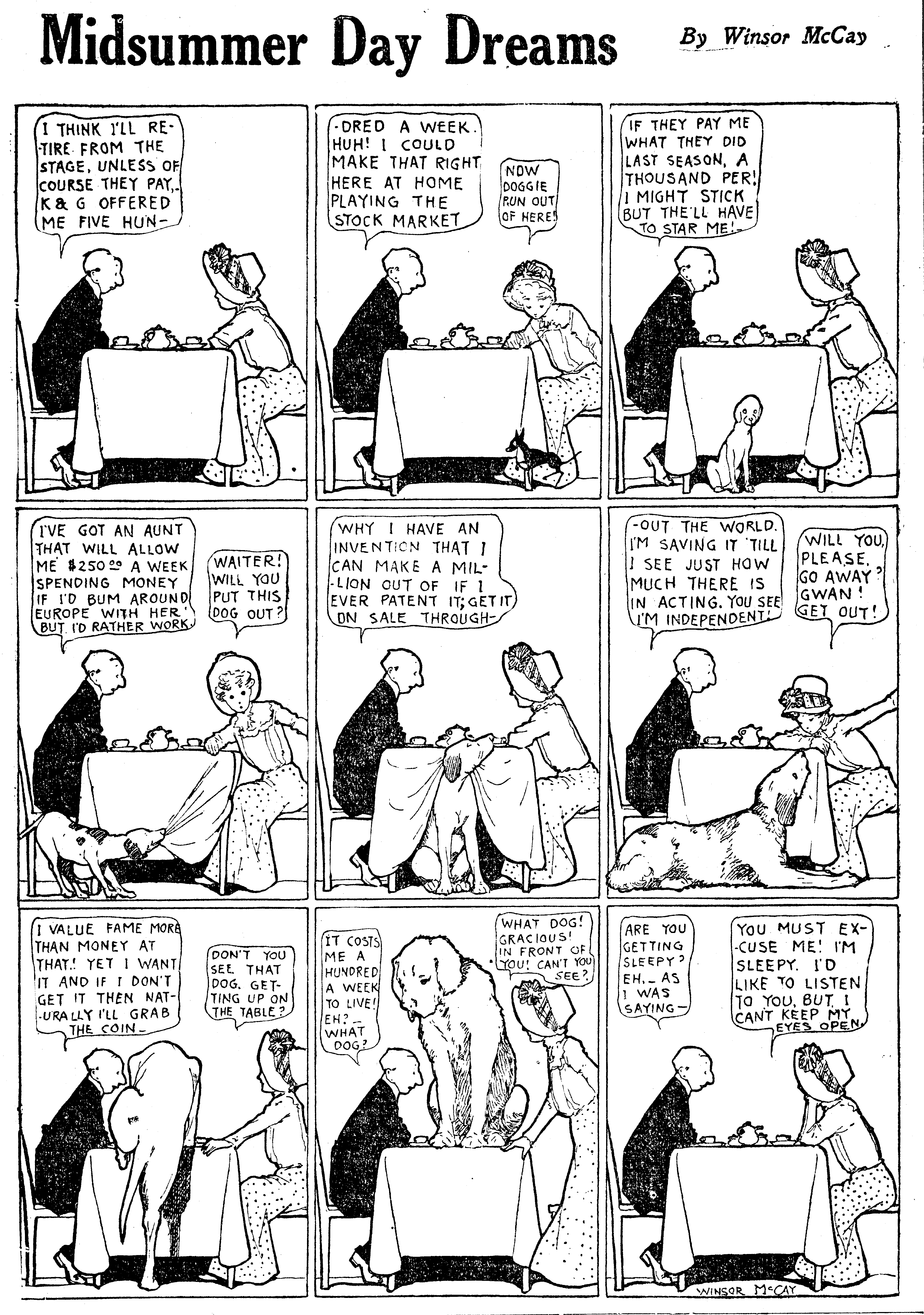 Dream of the Rarebit Fiend, strip 663 of 820. Winsor McCay (1904–1913), public domain. Scan: Internet Archive.