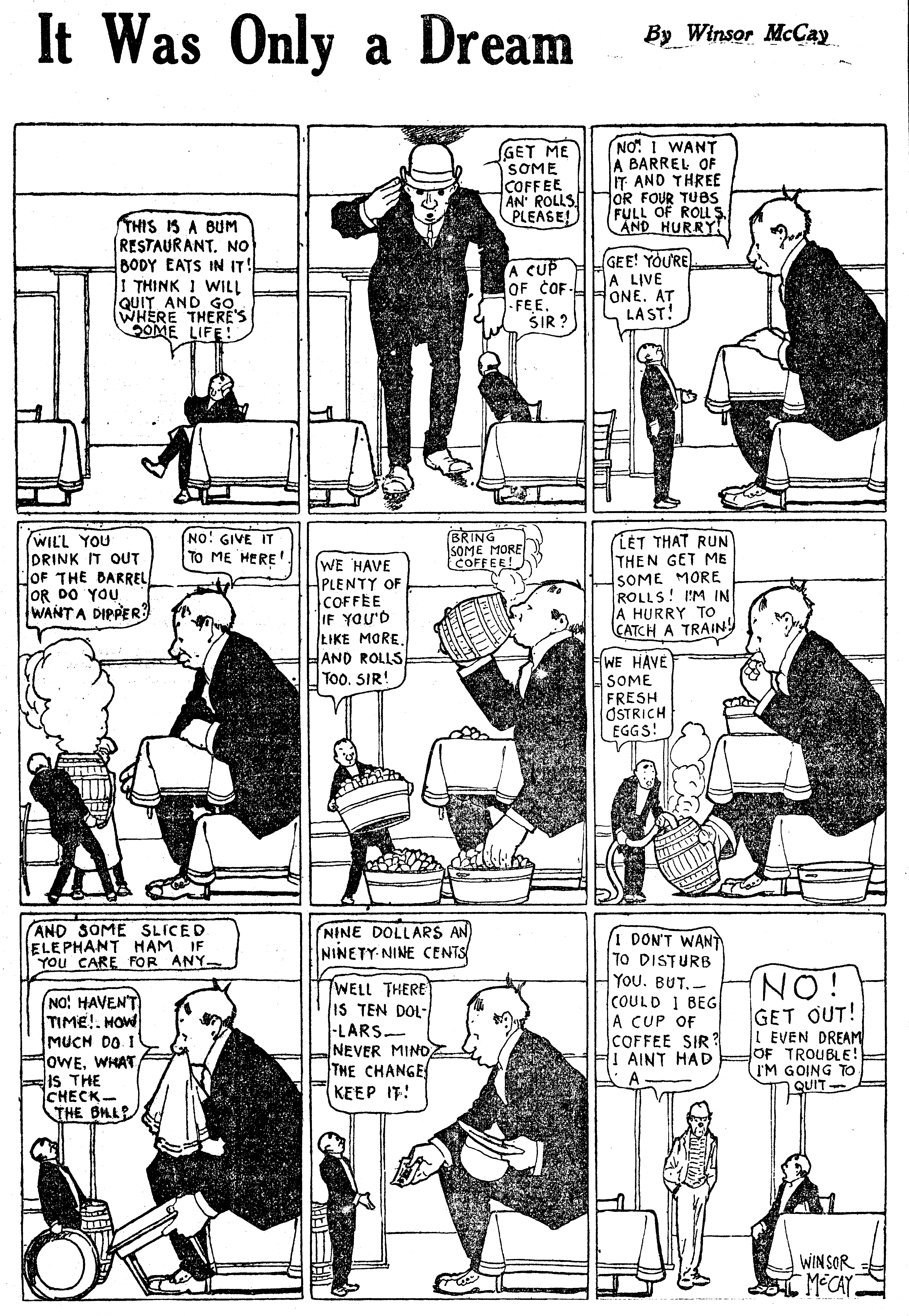 Dream of the Rarebit Fiend, strip 674 of 820. Winsor McCay (1904–1913), public domain. Scan: Internet Archive.