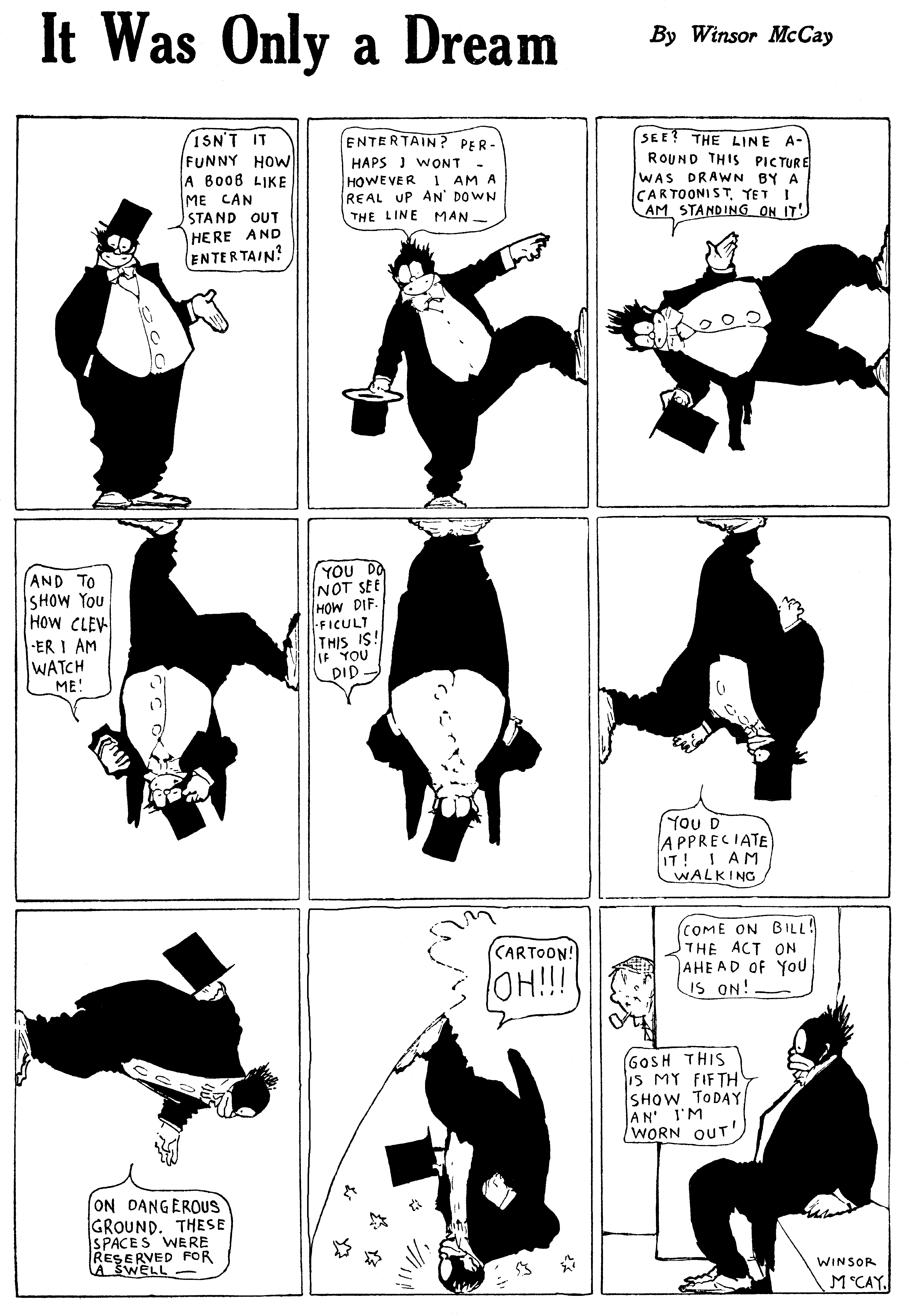 Dream of the Rarebit Fiend, strip 680 of 820. Winsor McCay (1904–1913), public domain. Scan: Internet Archive.