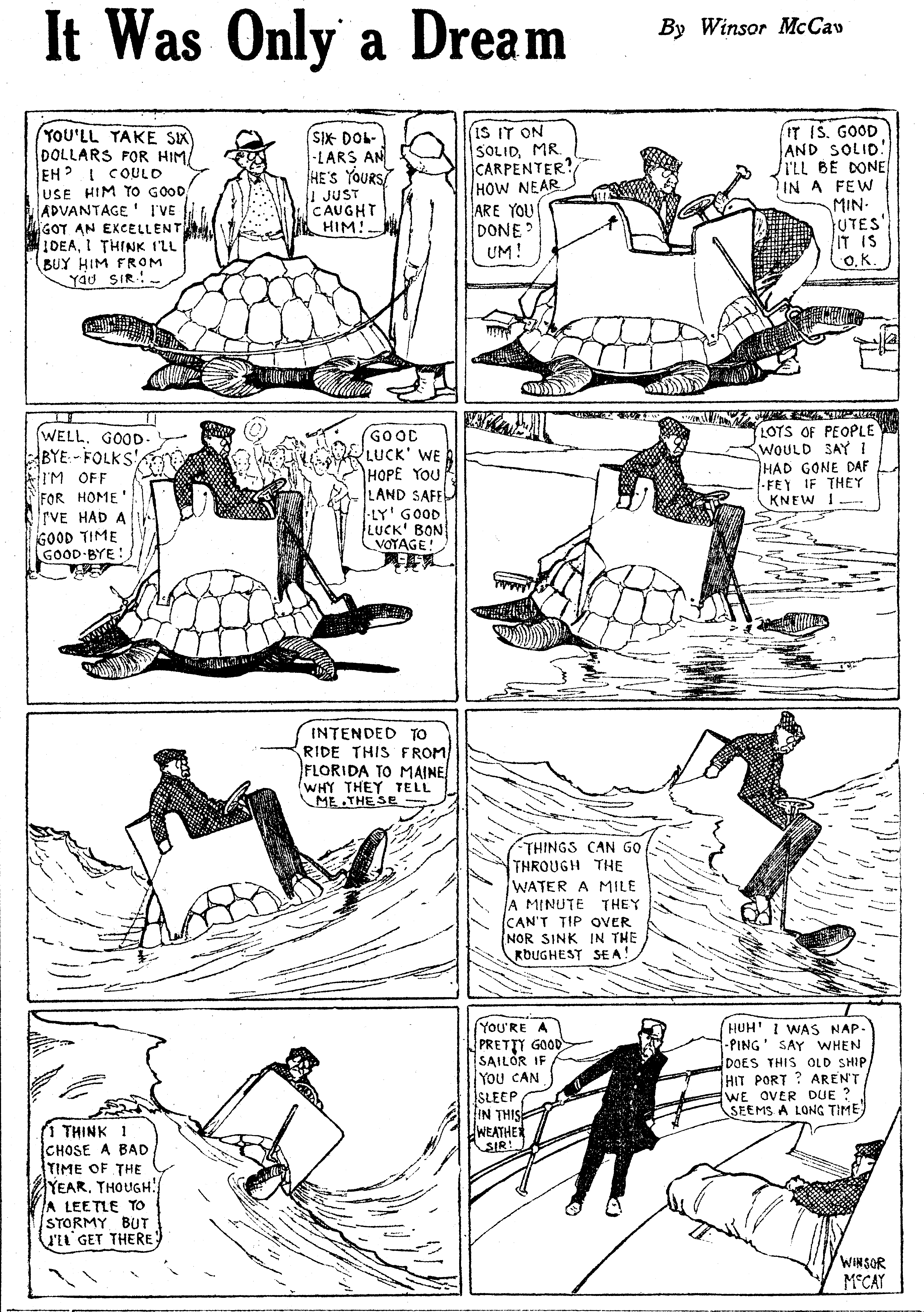 Dream of the Rarebit Fiend, strip 681 of 820. Winsor McCay (1904–1913), public domain. Scan: Internet Archive.