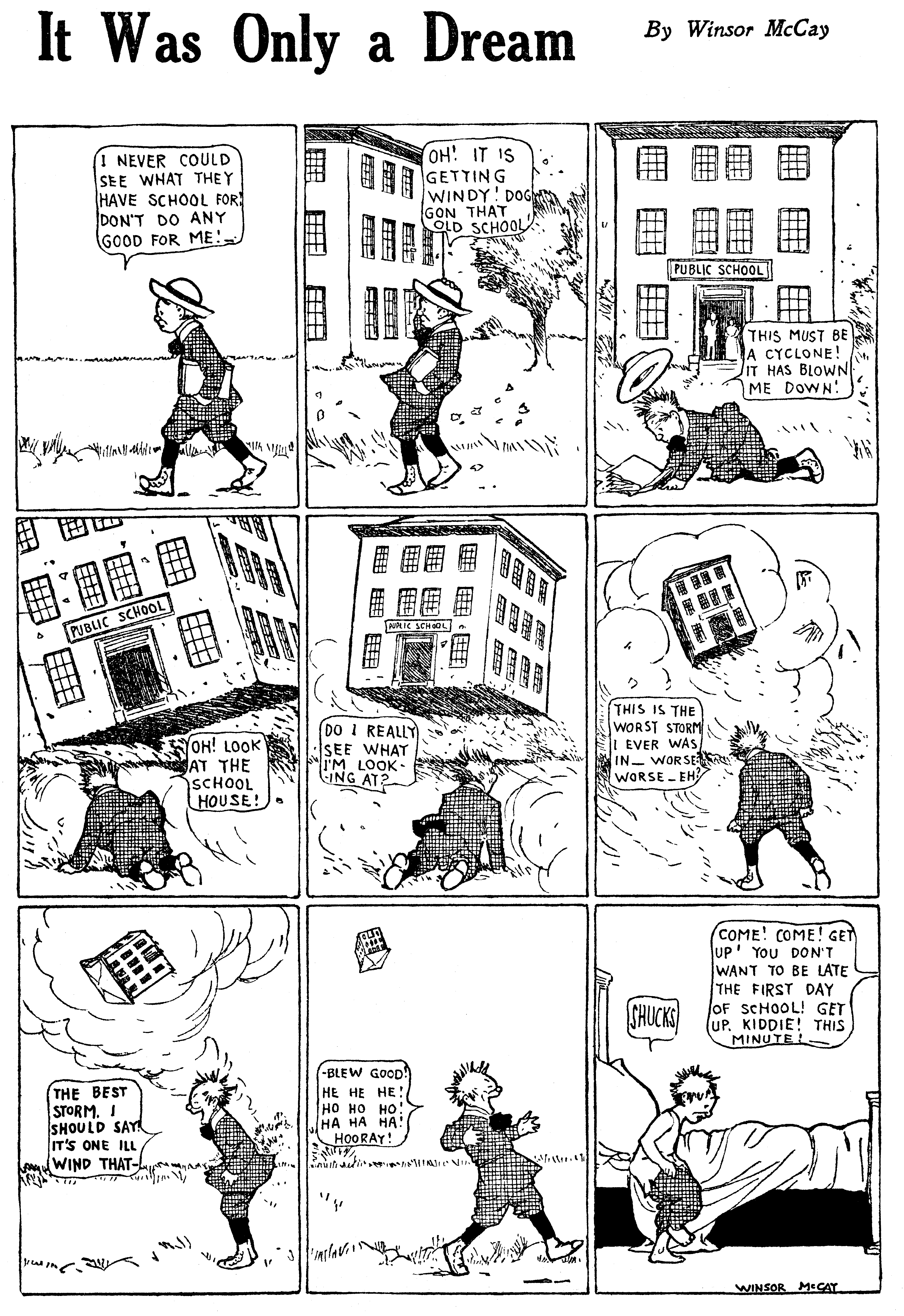 Dream of the Rarebit Fiend, strip 684 of 820. Winsor McCay (1904–1913), public domain. Scan: Internet Archive.