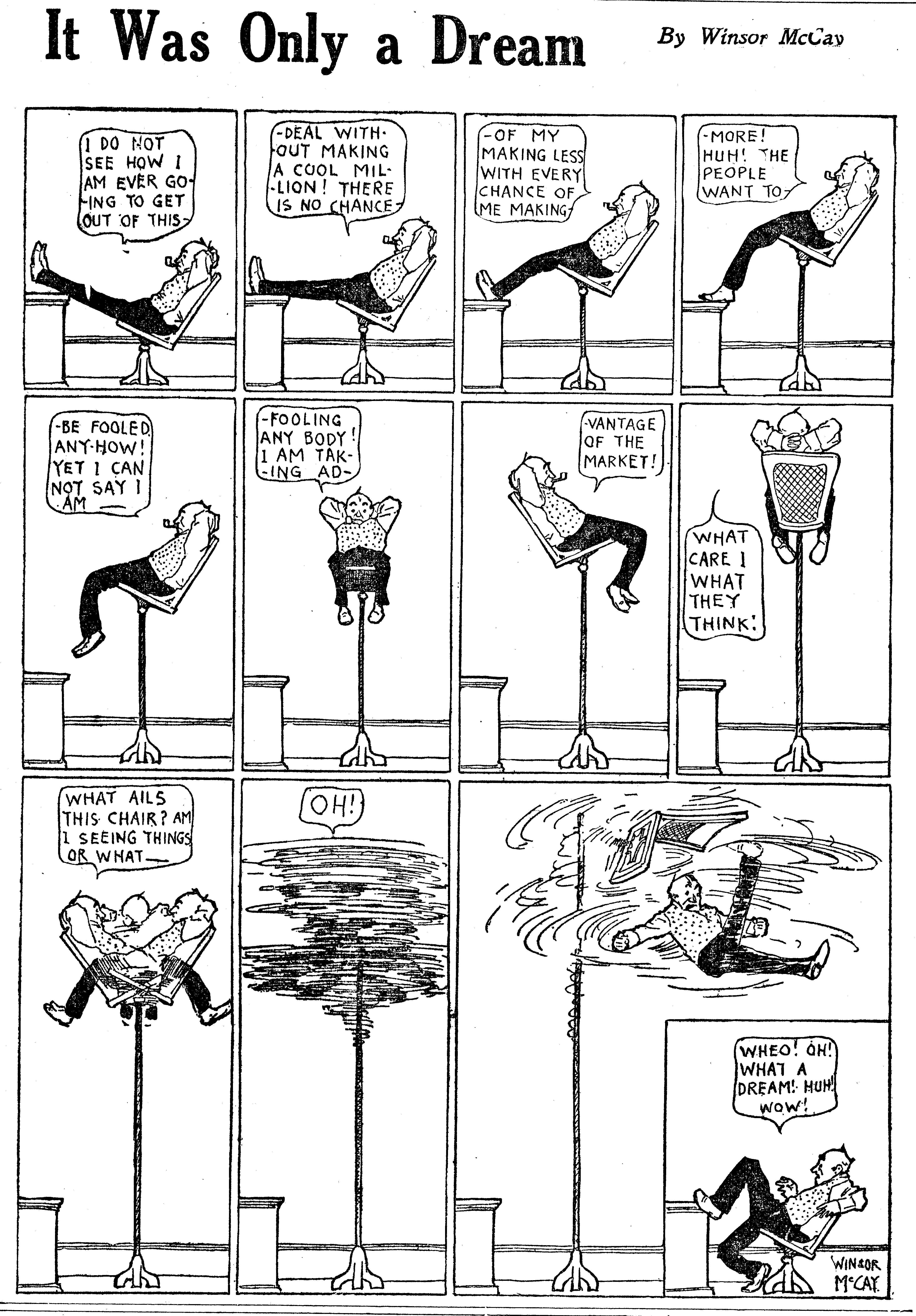 Dream of the Rarebit Fiend, strip 685 of 820. Winsor McCay (1904–1913), public domain. Scan: Internet Archive.