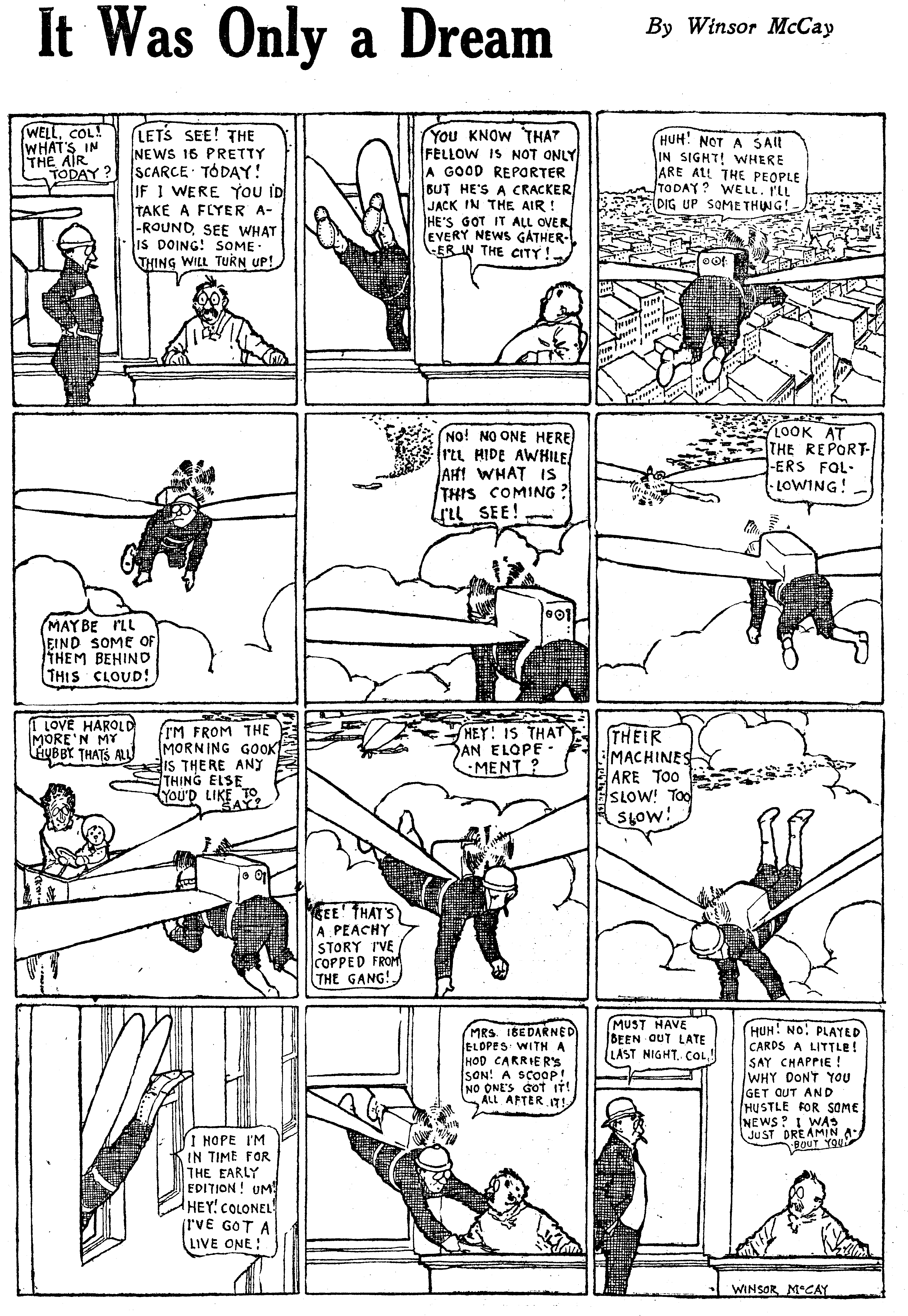 Dream of the Rarebit Fiend, strip 687 of 820. Winsor McCay (1904–1913), public domain. Scan: Internet Archive.