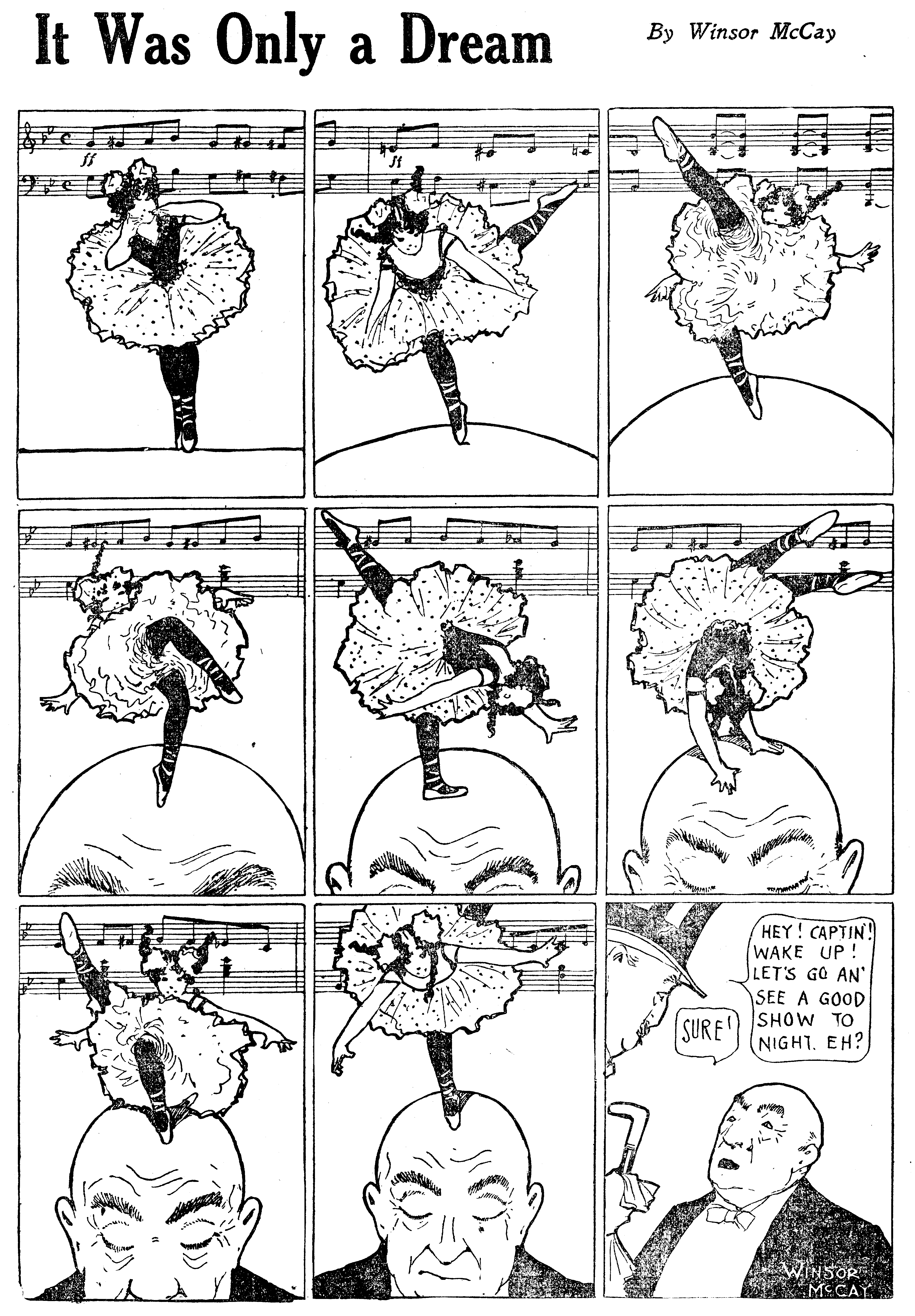 Dream of the Rarebit Fiend, strip 688 of 820. Winsor McCay (1904–1913), public domain. Scan: Internet Archive.