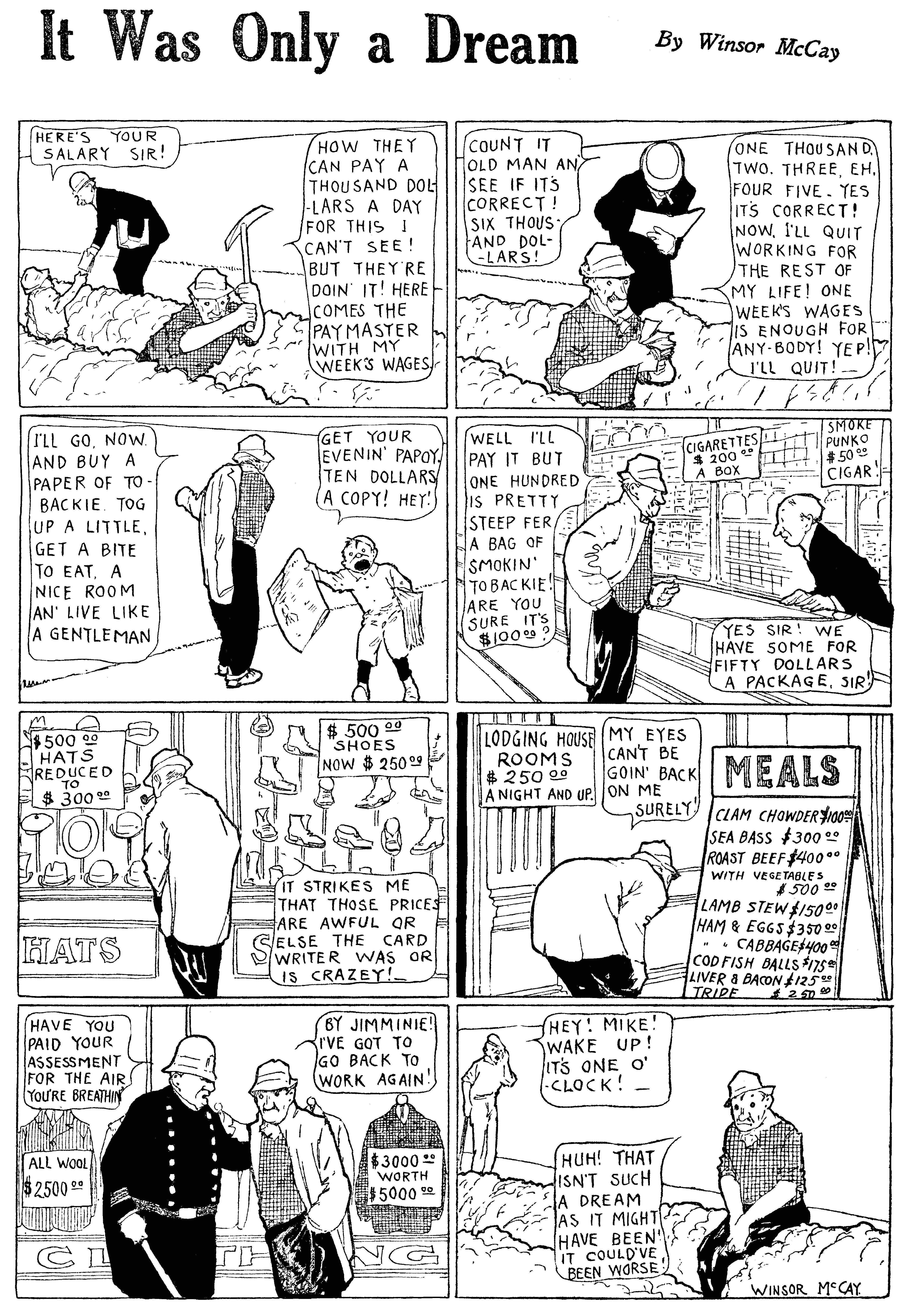 Dream of the Rarebit Fiend, strip 690 of 820. Winsor McCay (1904–1913), public domain. Scan: Internet Archive.