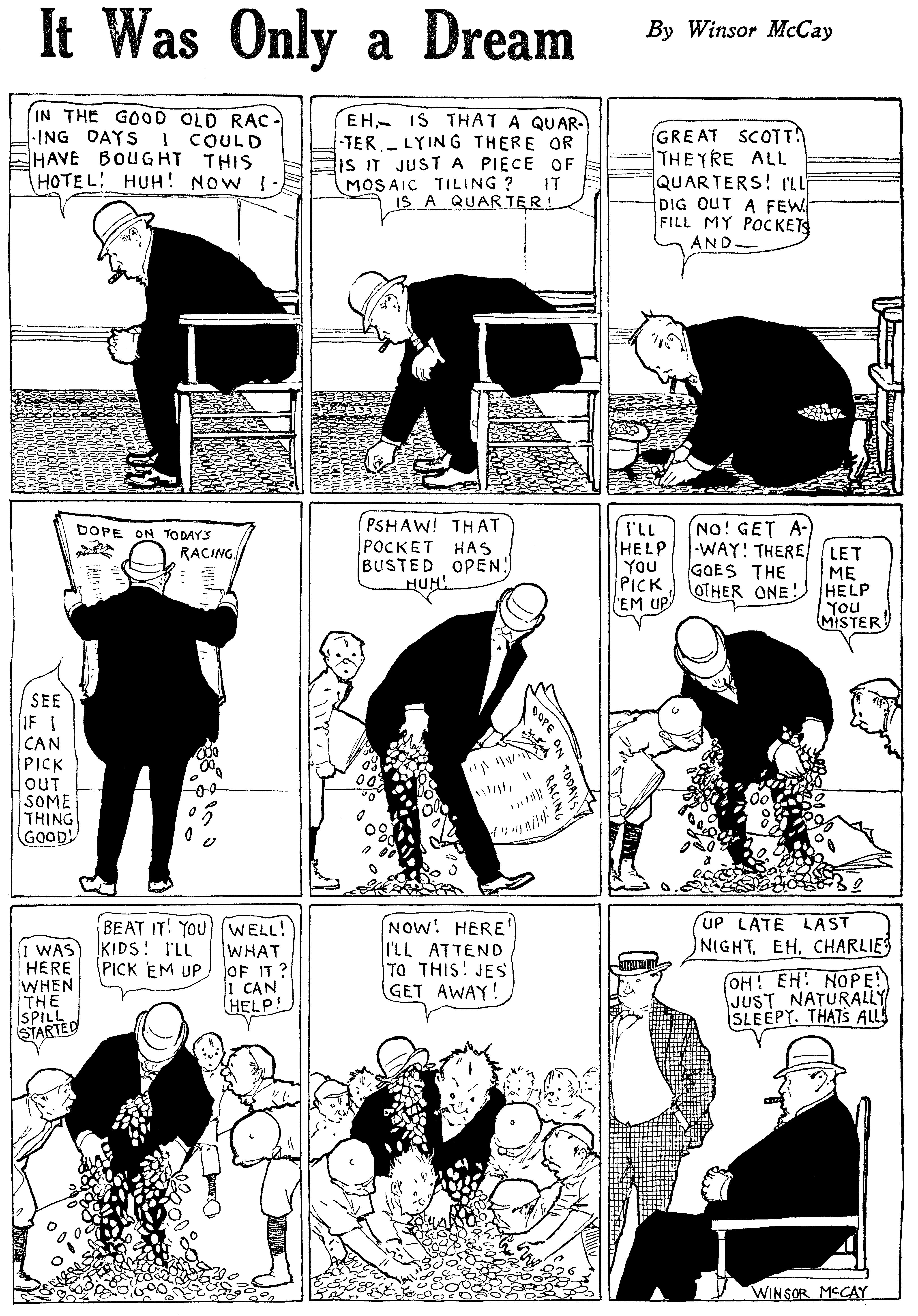 Dream of the Rarebit Fiend, strip 693 of 820. Winsor McCay (1904–1913), public domain. Scan: Internet Archive.
