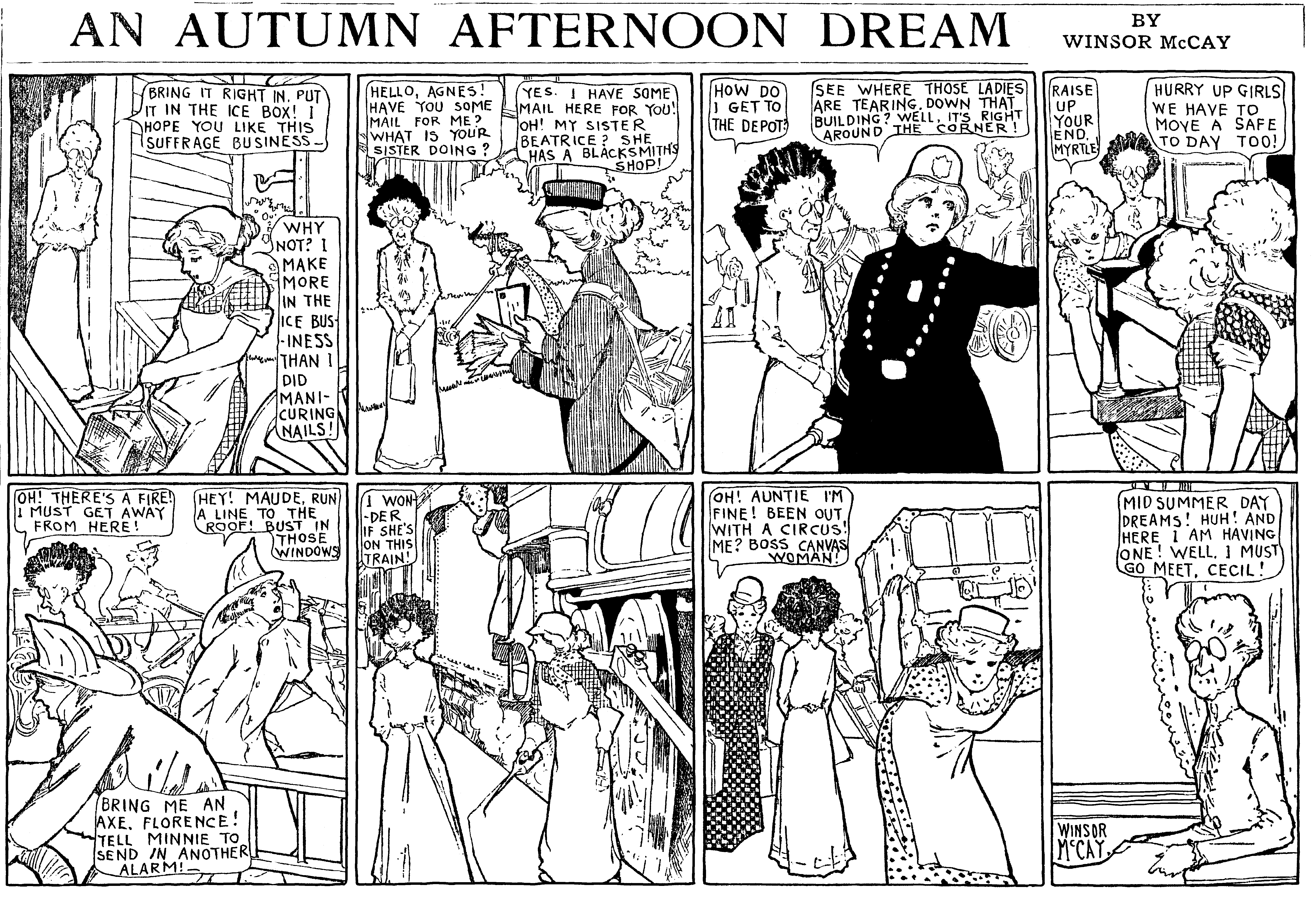 Dream of the Rarebit Fiend, strip 716 of 820. Winsor McCay (1904–1913), public domain. Scan: Internet Archive.