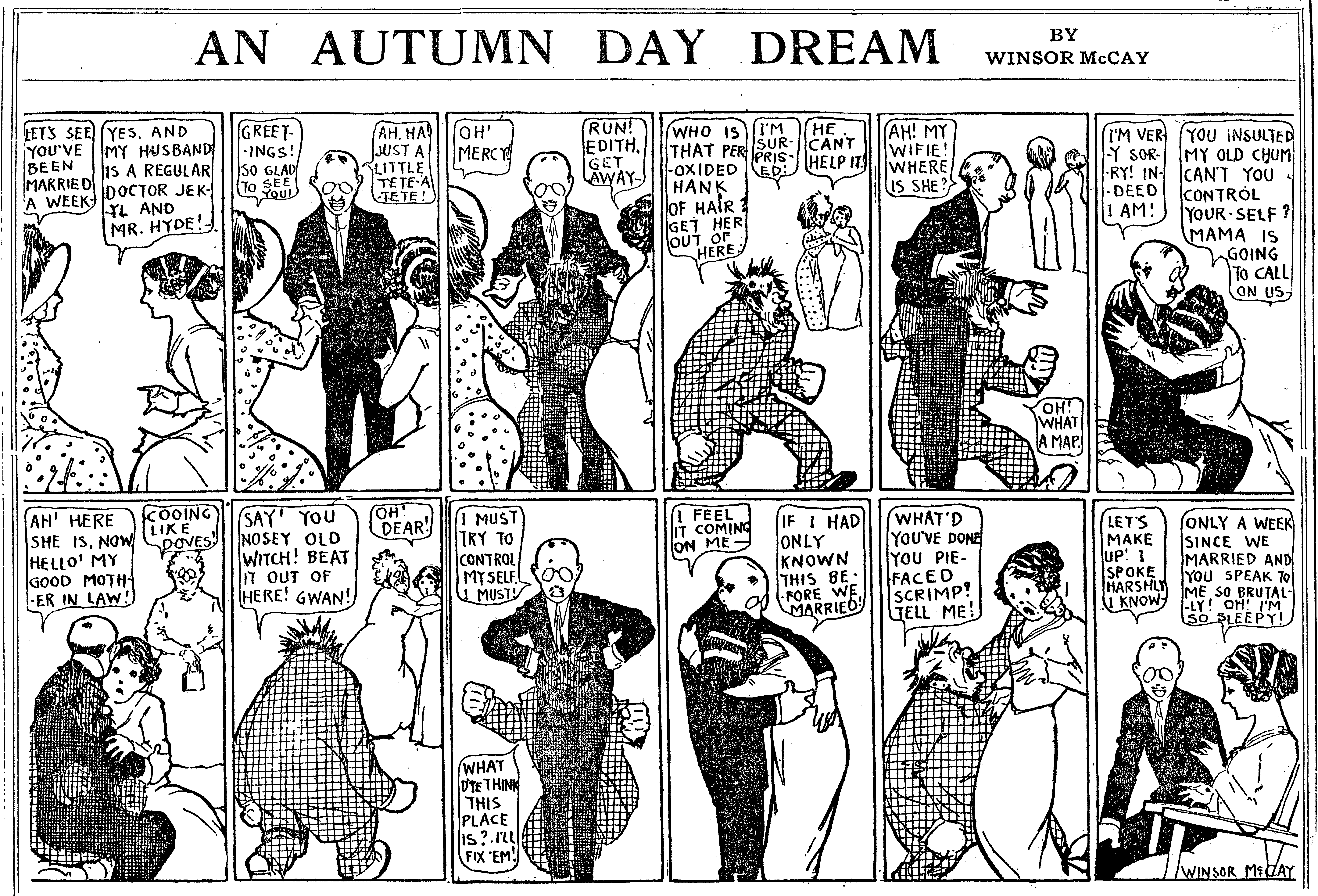 Dream of the Rarebit Fiend, strip 717 of 820. Winsor McCay (1904–1913), public domain. Scan: Internet Archive.