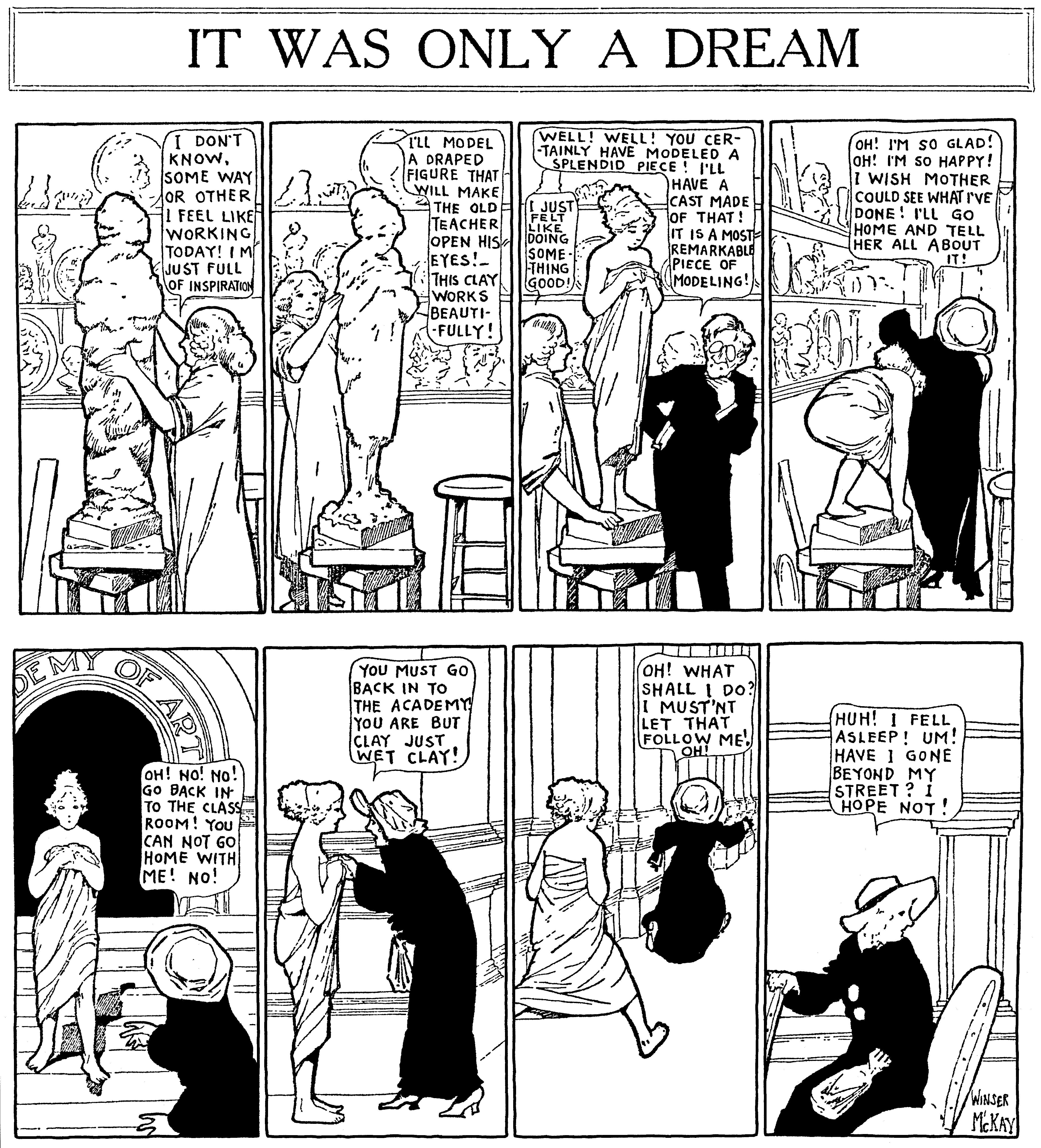 Dream of the Rarebit Fiend, strip 722 of 820. Winsor McCay (1904–1913), public domain. Scan: Internet Archive.
