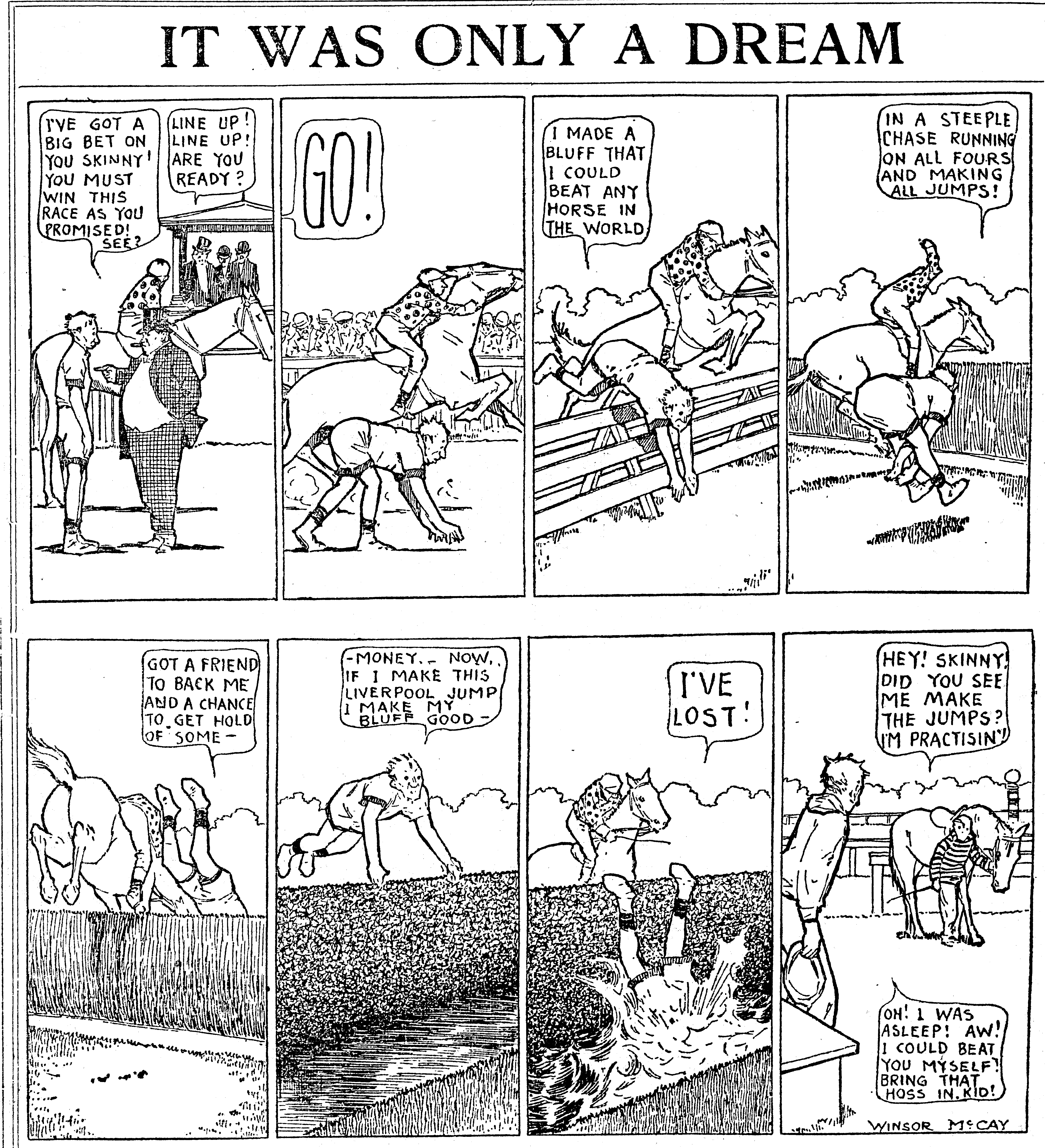 Dream of the Rarebit Fiend, strip 723 of 820. Winsor McCay (1904–1913), public domain. Scan: Internet Archive.