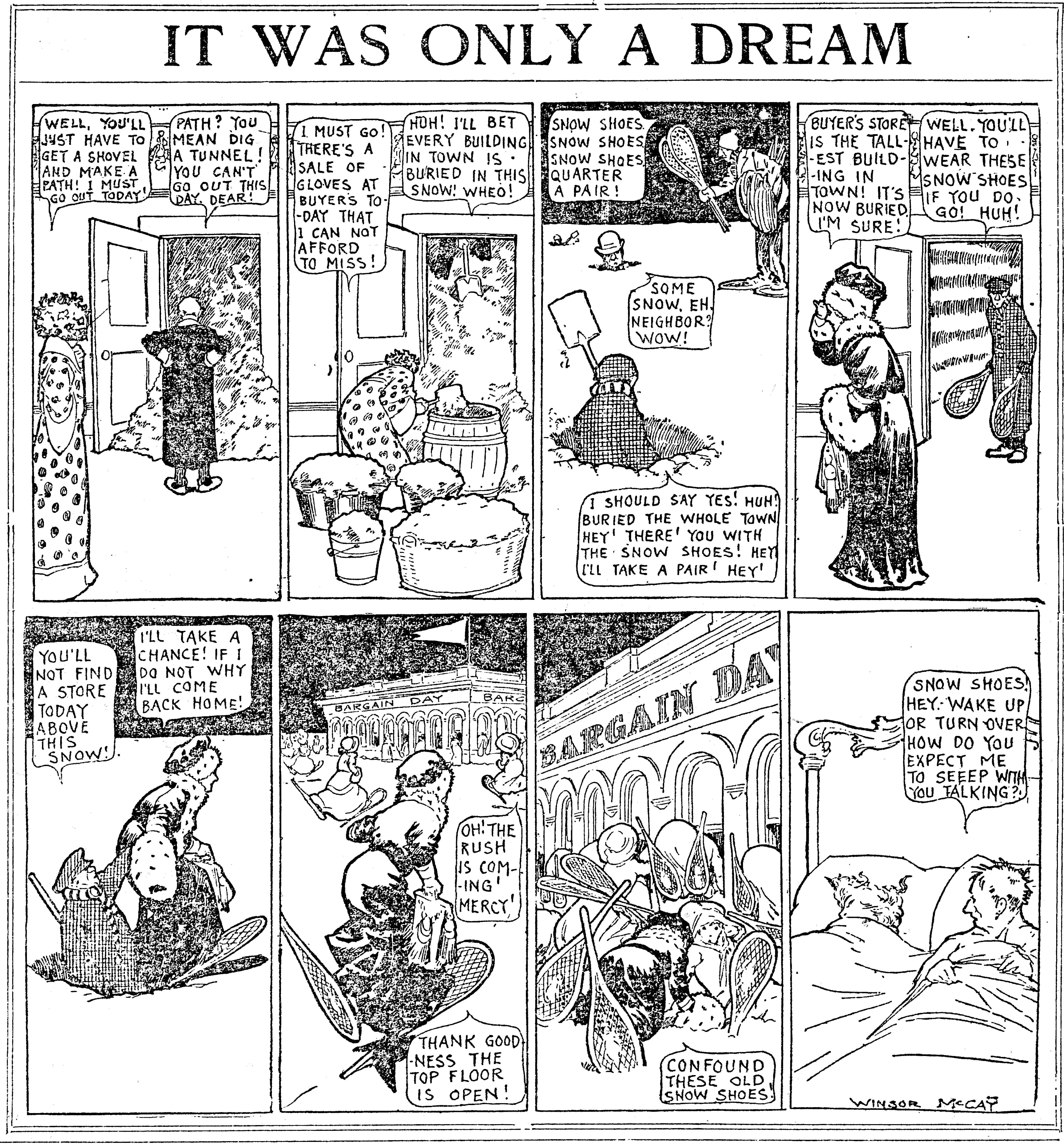 Dream of the Rarebit Fiend, strip 724 of 820. Winsor McCay (1904–1913), public domain. Scan: Internet Archive.