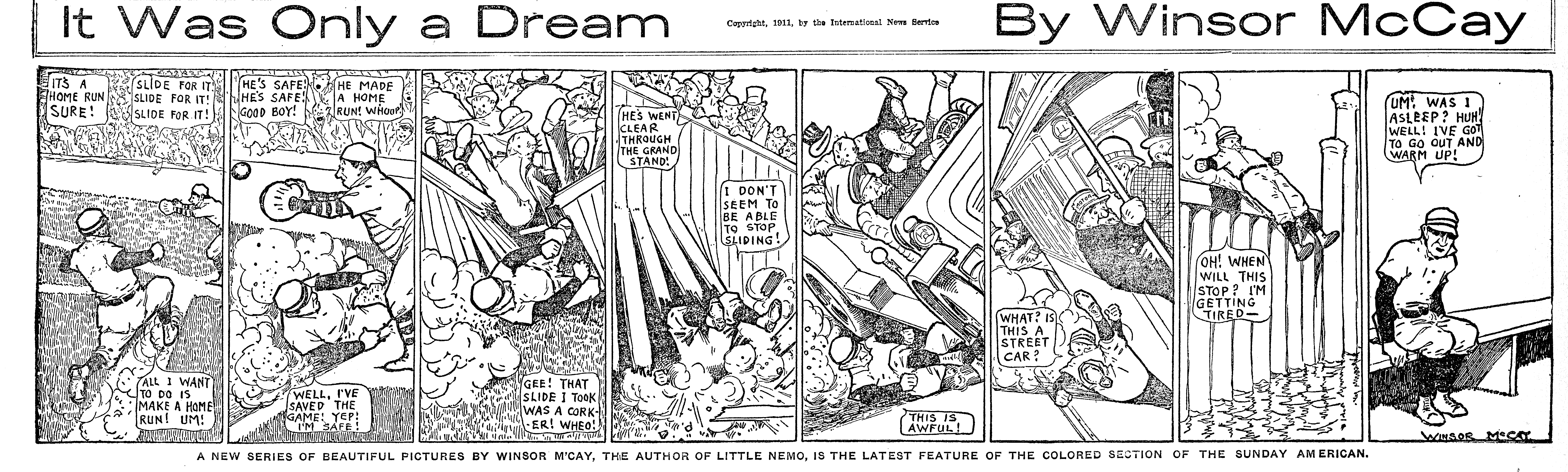 Dream of the Rarebit Fiend, strip 732 of 820. Winsor McCay (1904–1913), public domain. Scan: Internet Archive.