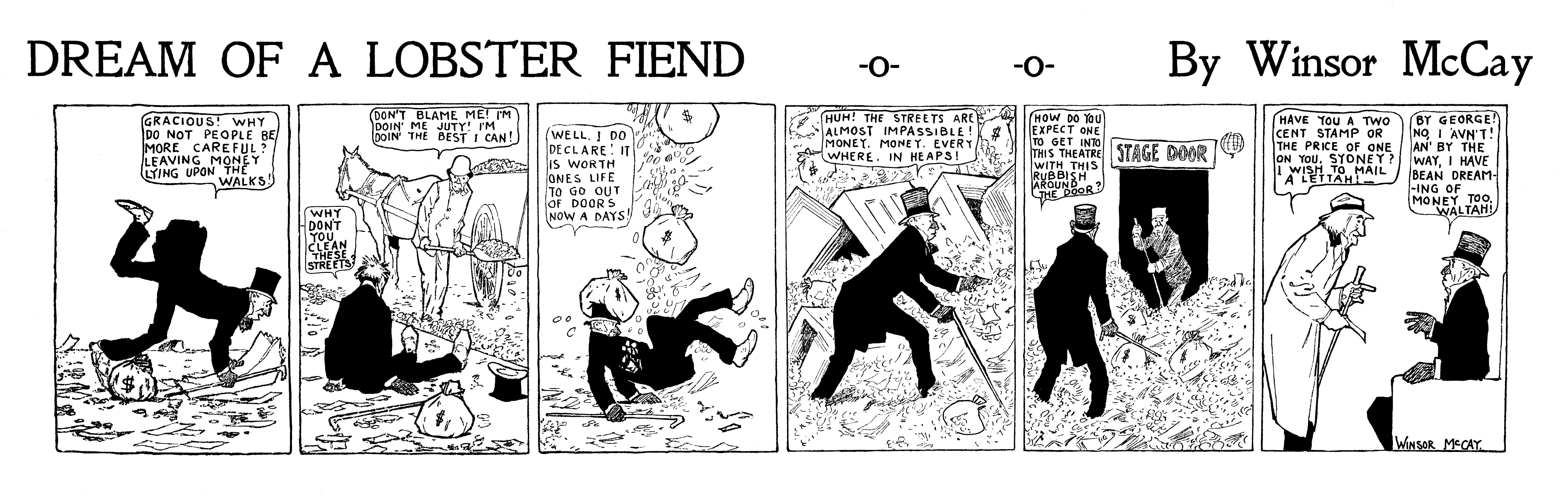 Dream of the Rarebit Fiend, strip 746 of 820. Winsor McCay (1904–1913), public domain. Scan: Internet Archive.