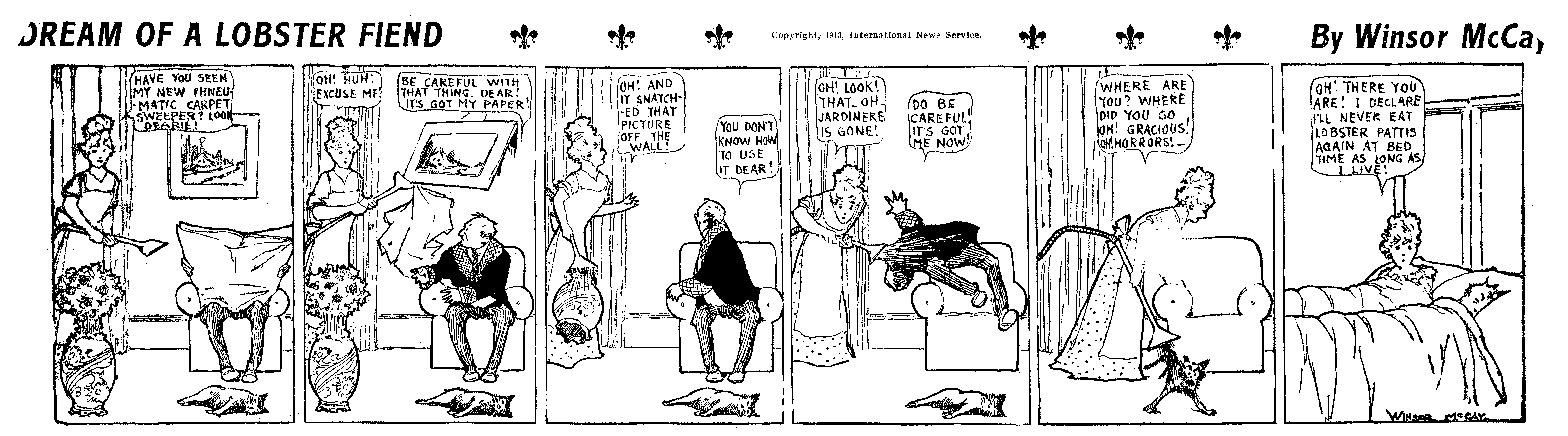 Dream of the Rarebit Fiend, strip 747 of 820. Winsor McCay (1904–1913), public domain. Scan: Internet Archive.