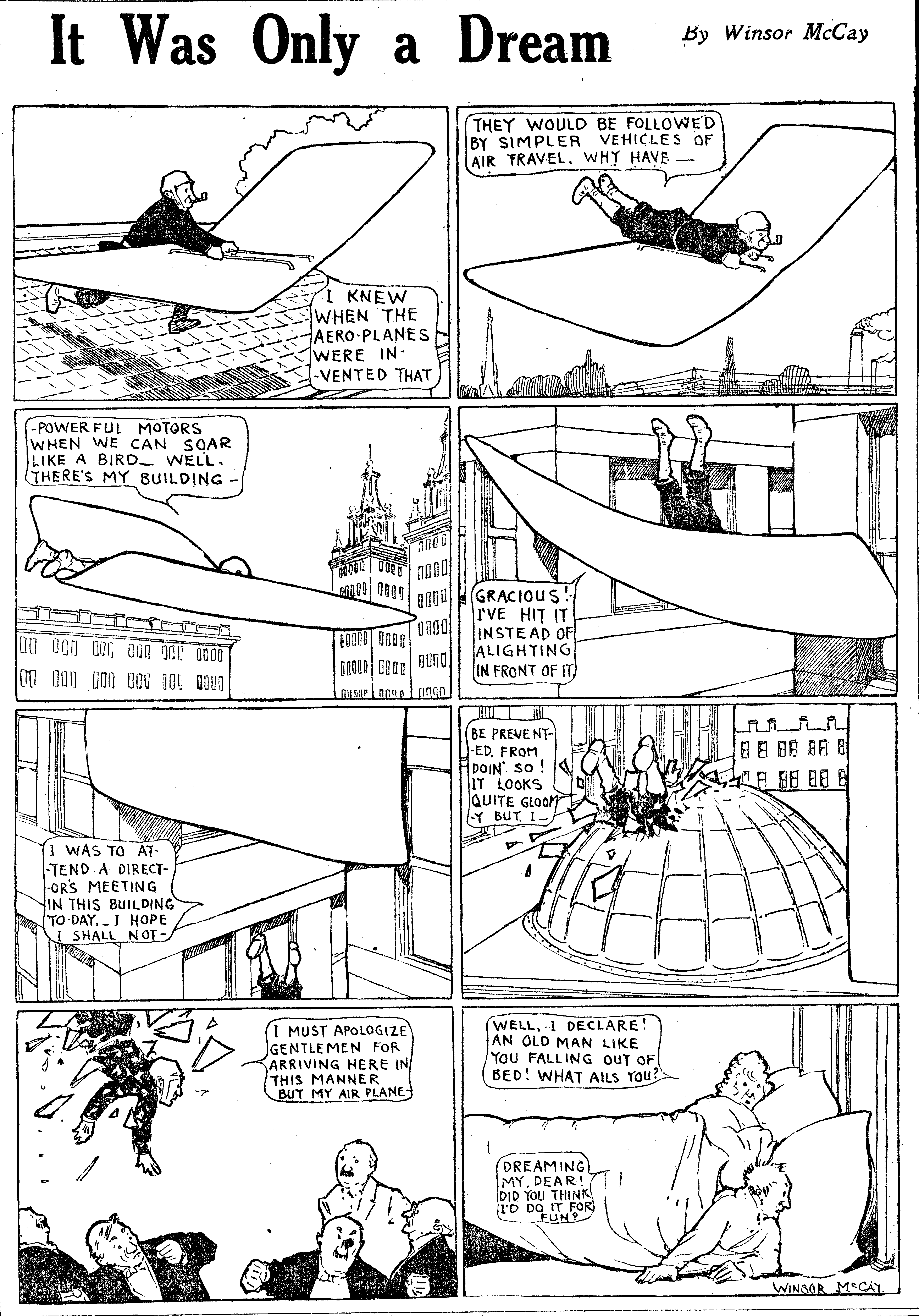Dream of the Rarebit Fiend, strip 709 of 820. Winsor McCay (1904–1913), public domain. Scan: Internet Archive.