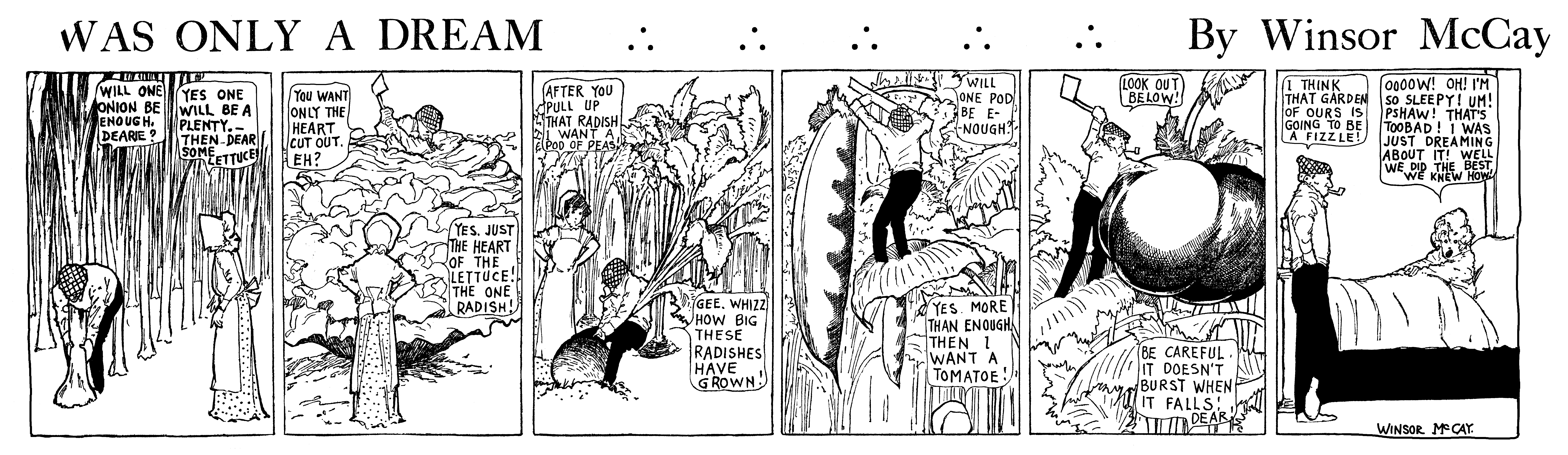 Dream of the Rarebit Fiend, strip 773 of 820. Winsor McCay (1904–1913), public domain. Scan: Internet Archive.