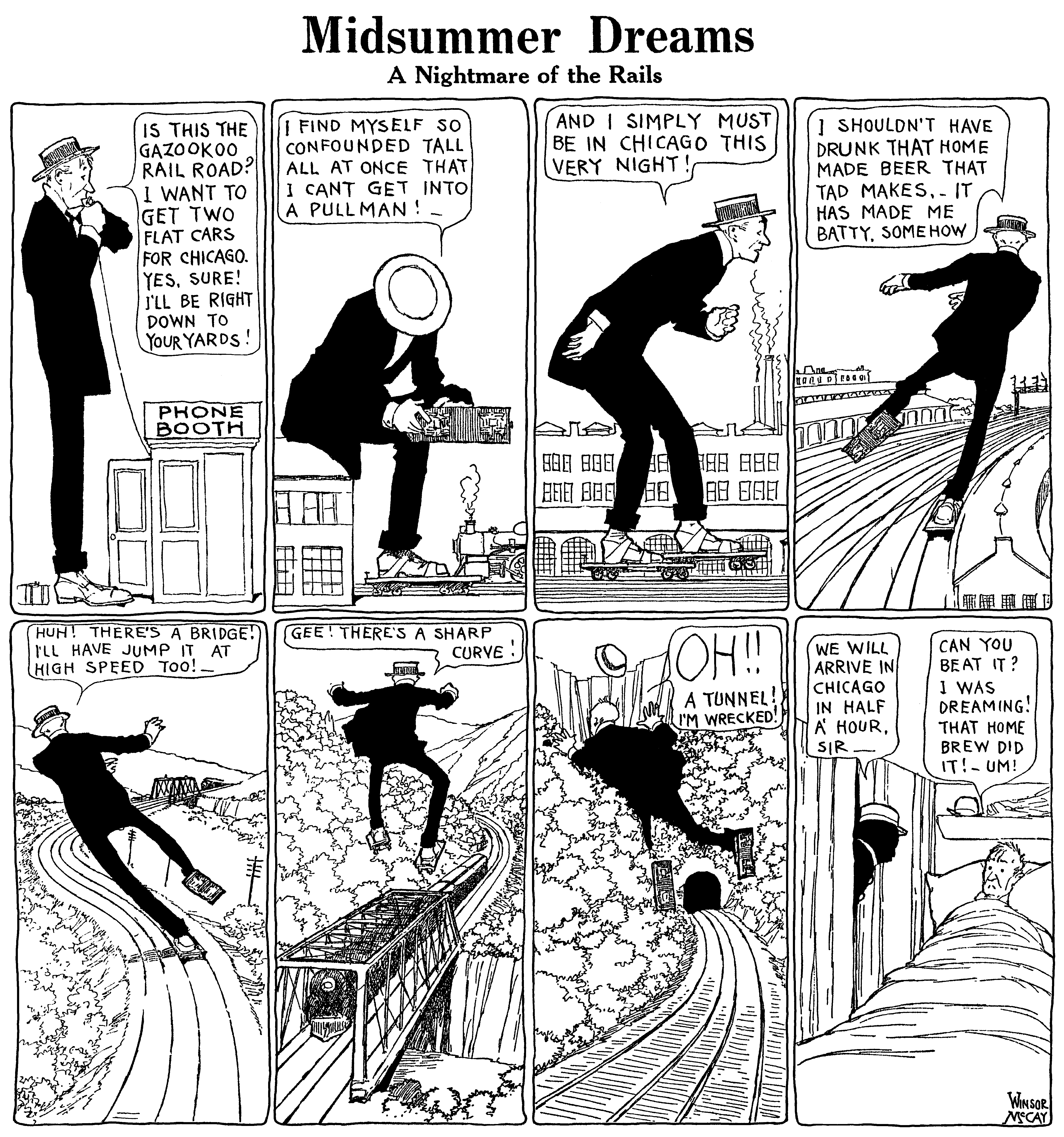 Dream of the Rarebit Fiend, strip 789 of 820. Winsor McCay (1904–1913), public domain. Scan: Internet Archive.