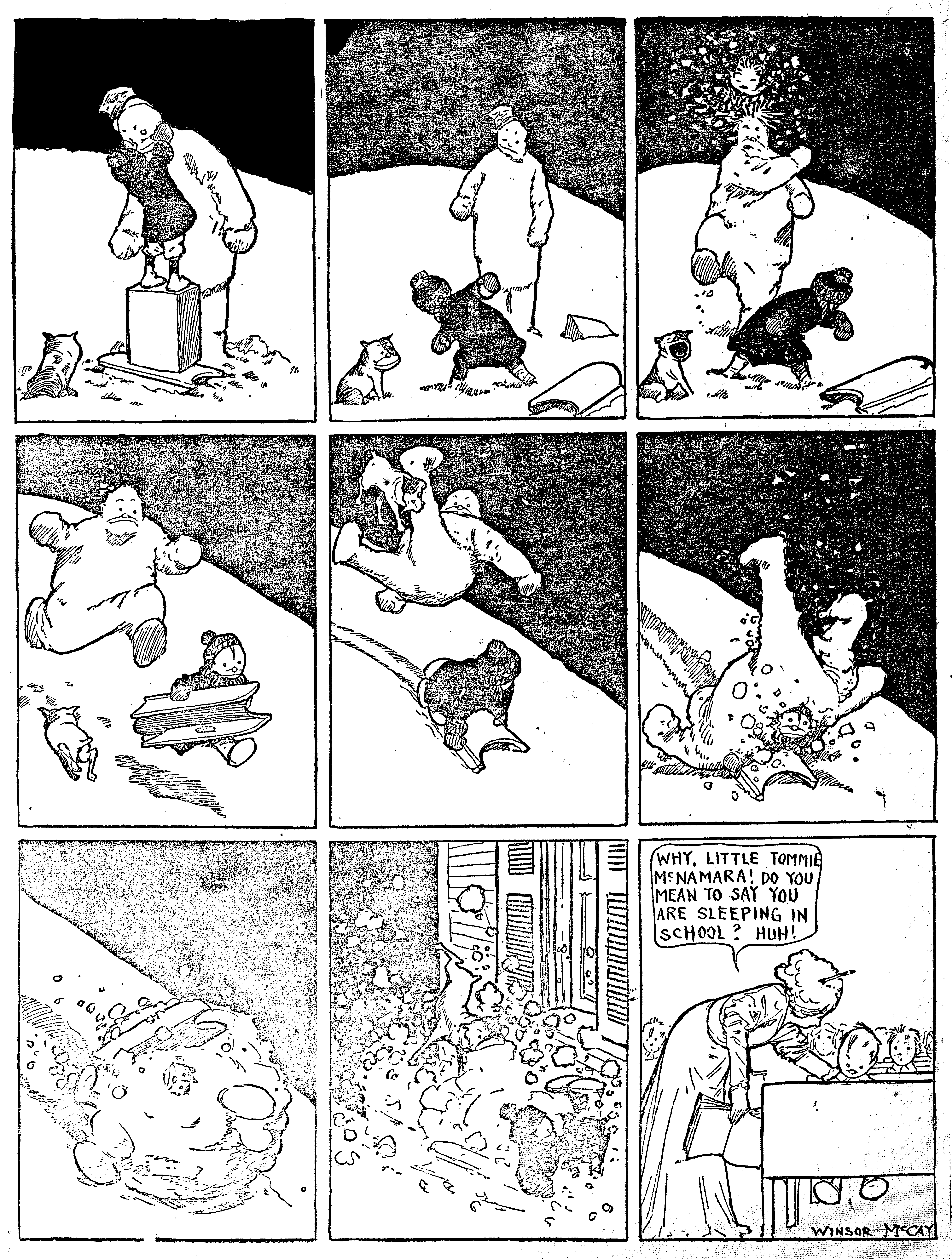 Dream of the Rarebit Fiend, strip 790 of 820. Winsor McCay (1904–1913), public domain. Scan: Internet Archive.