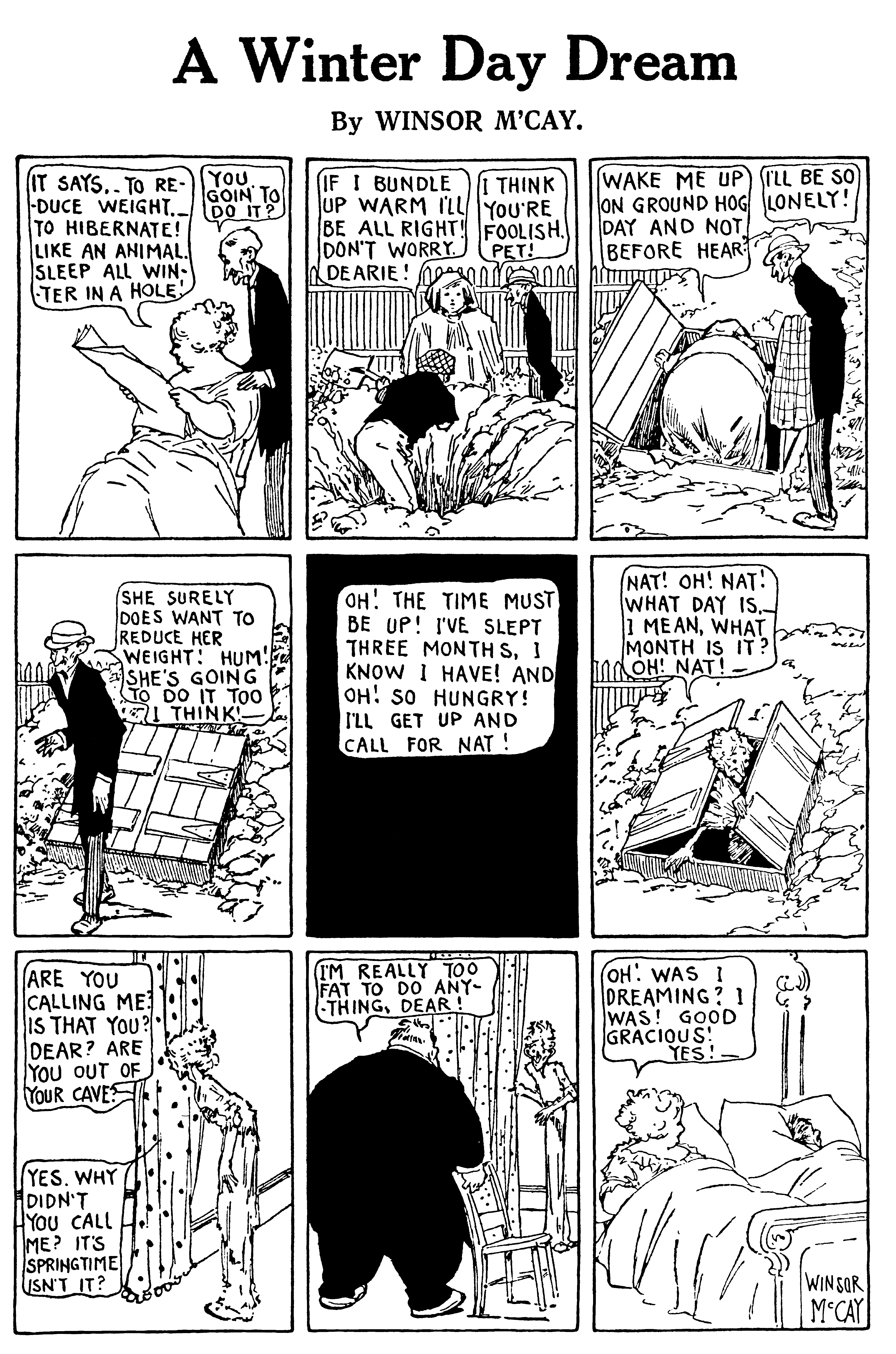 Dream of the Rarebit Fiend, strip 795 of 820. Winsor McCay (1904–1913), public domain. Scan: Internet Archive.