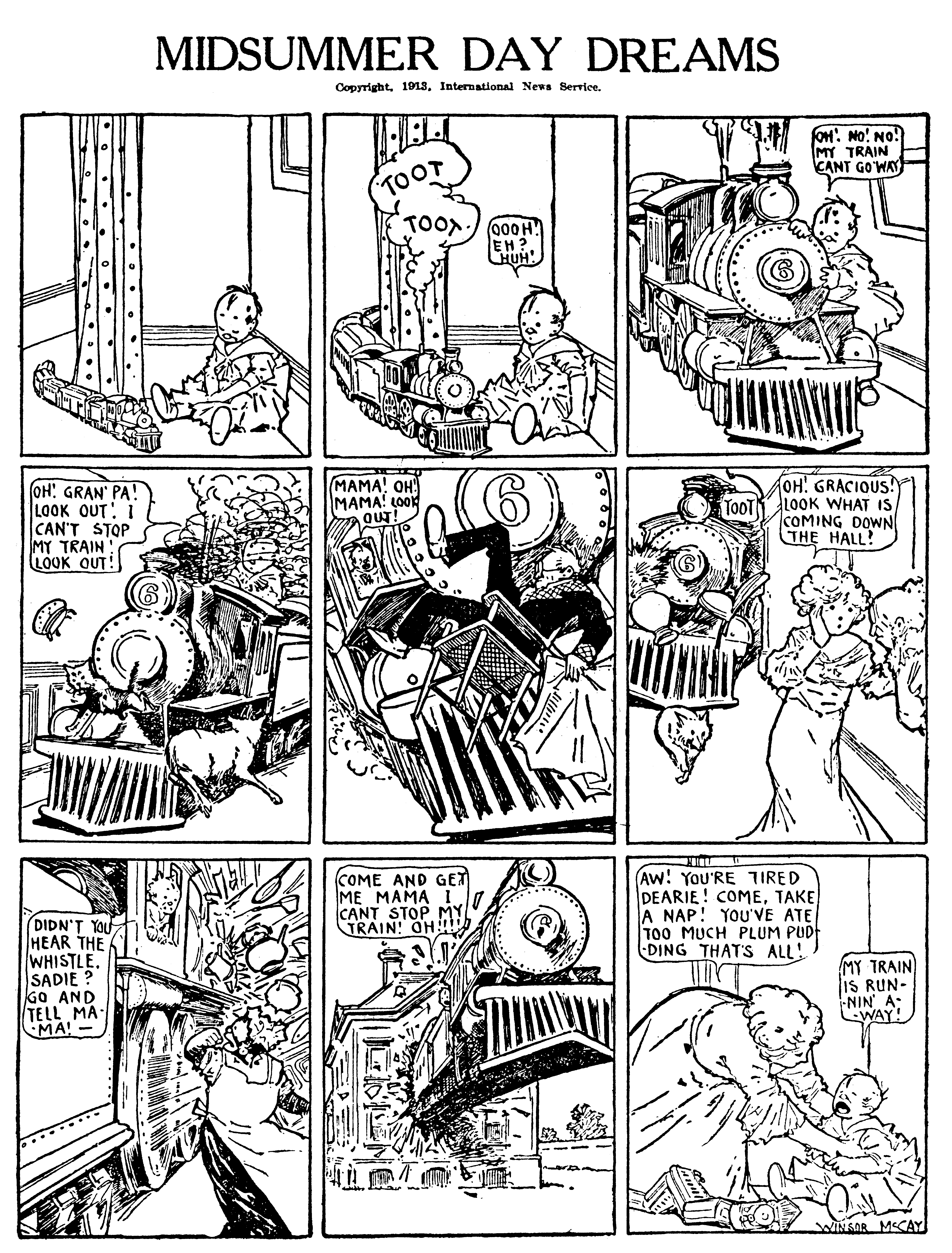 Dream of the Rarebit Fiend, strip 797 of 820. Winsor McCay (1904–1913), public domain. Scan: Internet Archive.