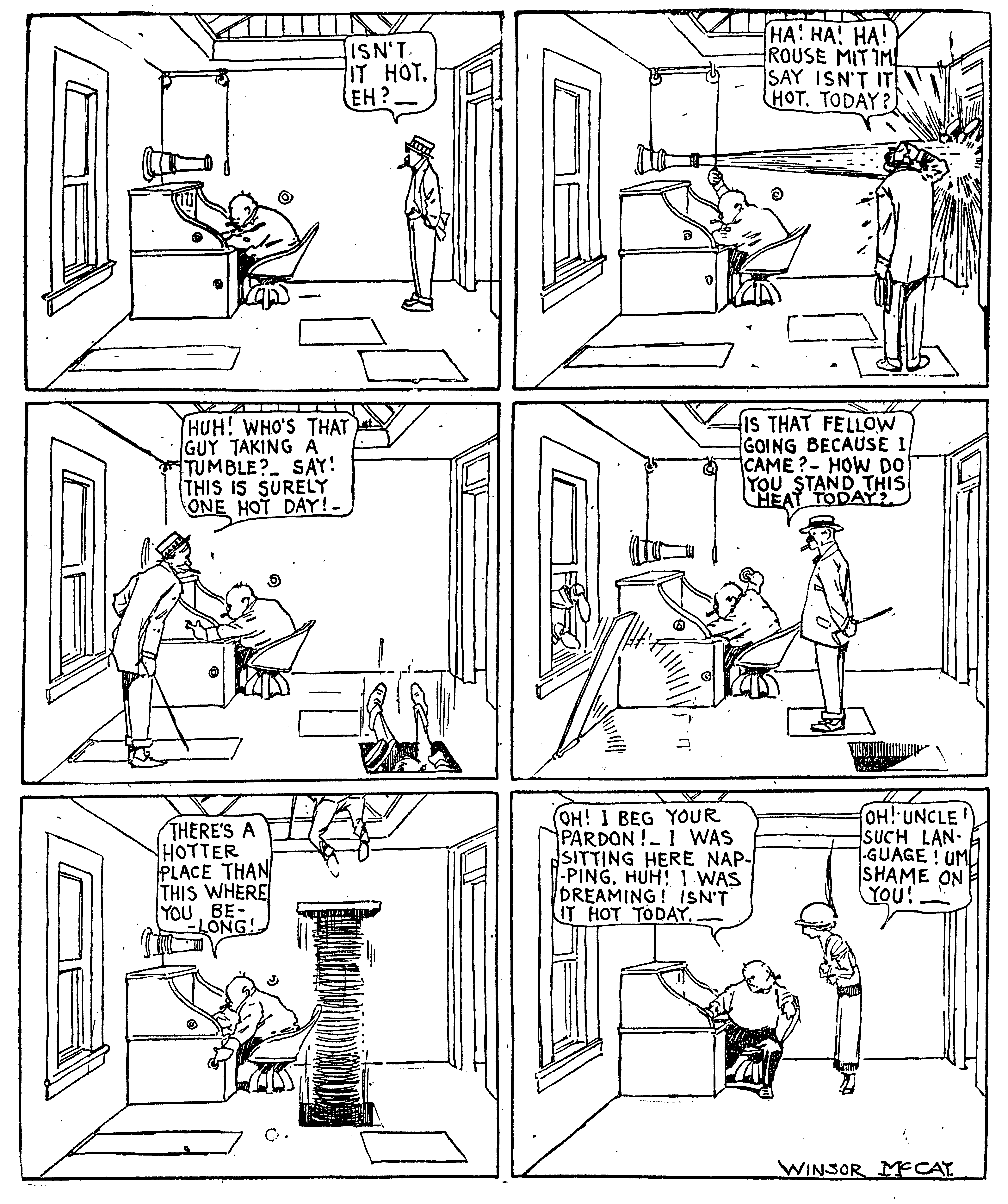 Dream of the Rarebit Fiend, strip 798 of 820. Winsor McCay (1904–1913), public domain. Scan: Internet Archive.
