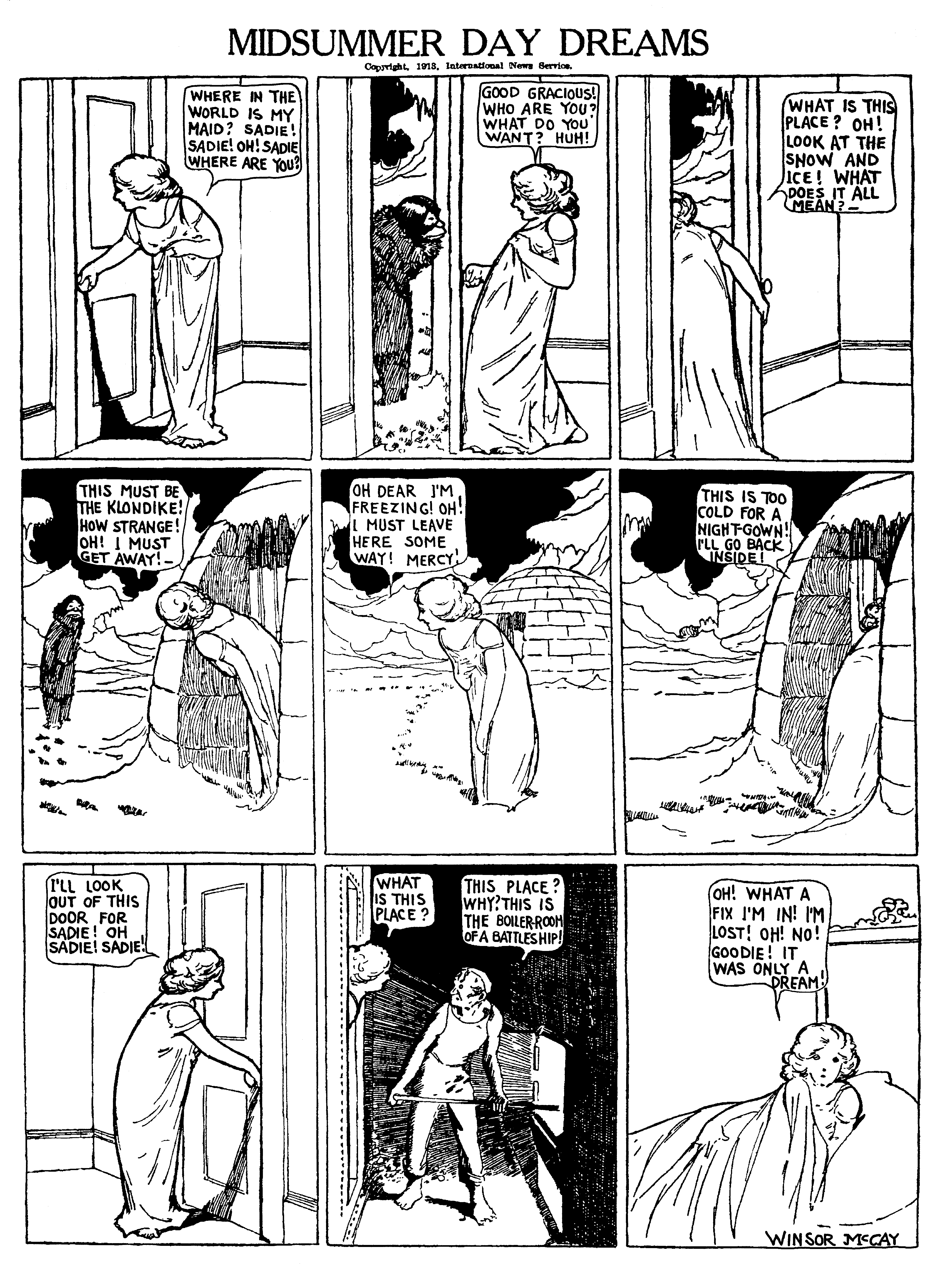 Dream of the Rarebit Fiend, strip 800 of 820. Winsor McCay (1904–1913), public domain. Scan: Internet Archive.