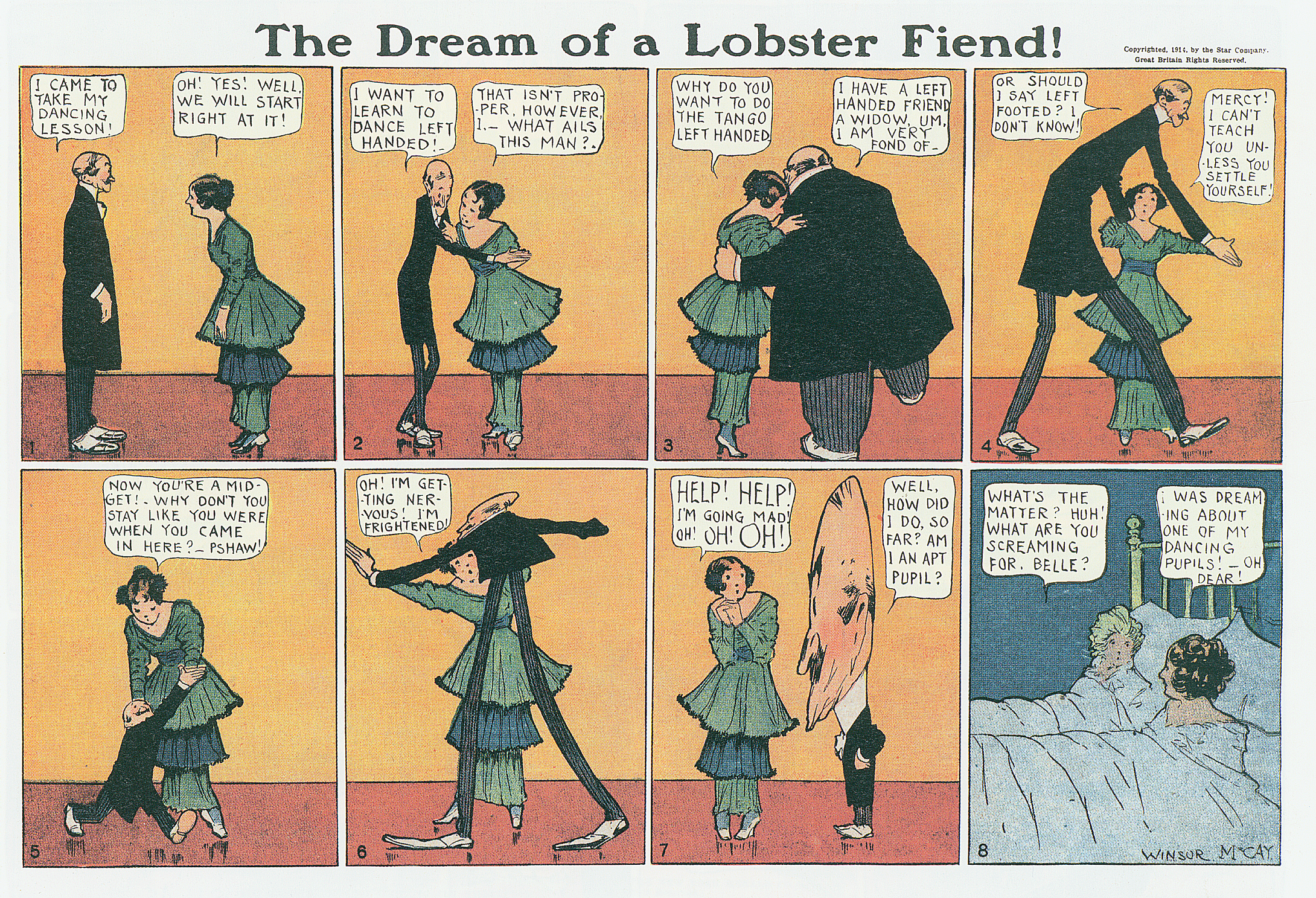 Dream of the Rarebit Fiend, strip 813 of 820. Winsor McCay (1904–1913), public domain. Scan: Internet Archive.